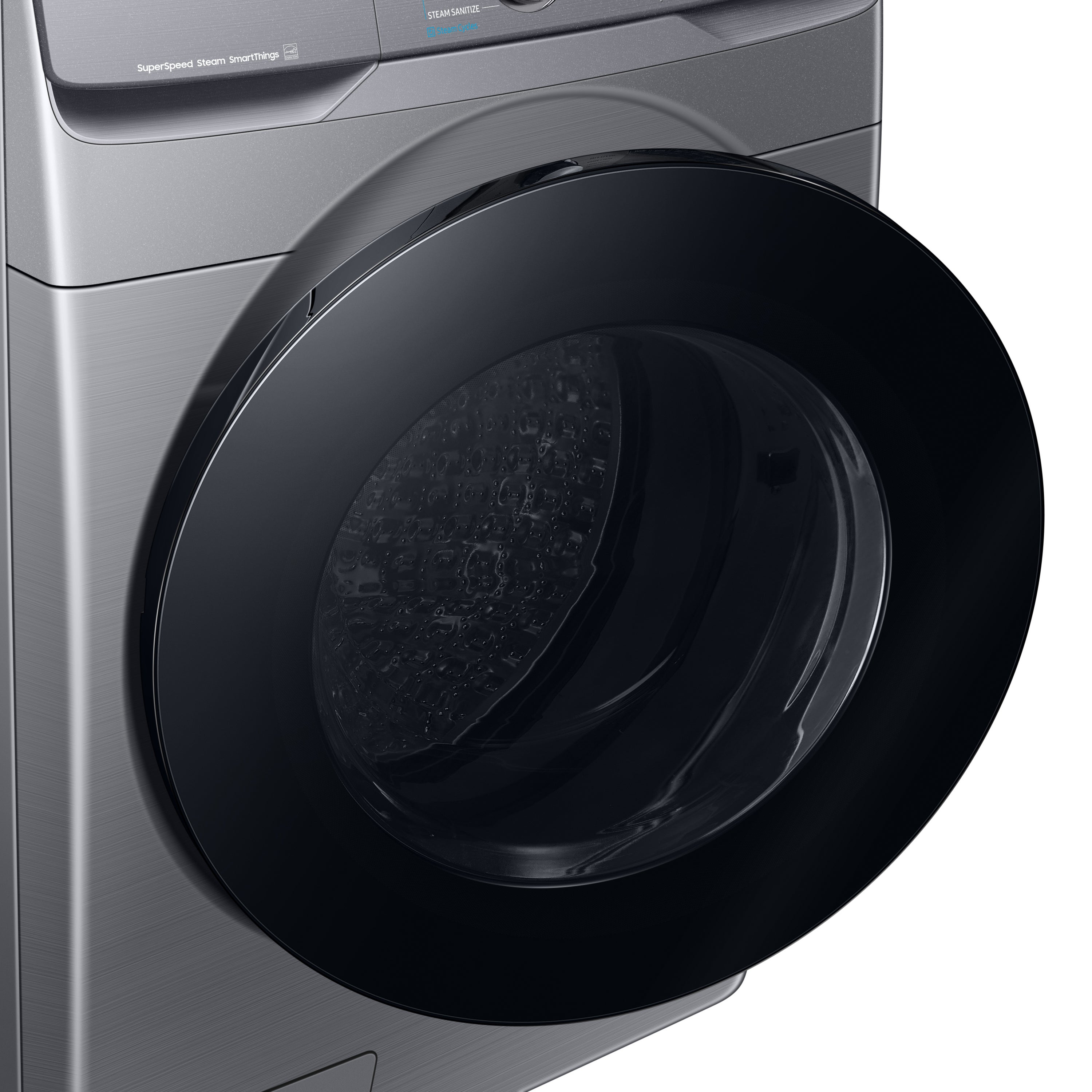 Lavadora de carga frontal Samsung de alta eficiencia de 4.5 pies cúbicos con ciclo de vapor apilable inteligente (Platino) ENERGY STAR WF45B6300AP