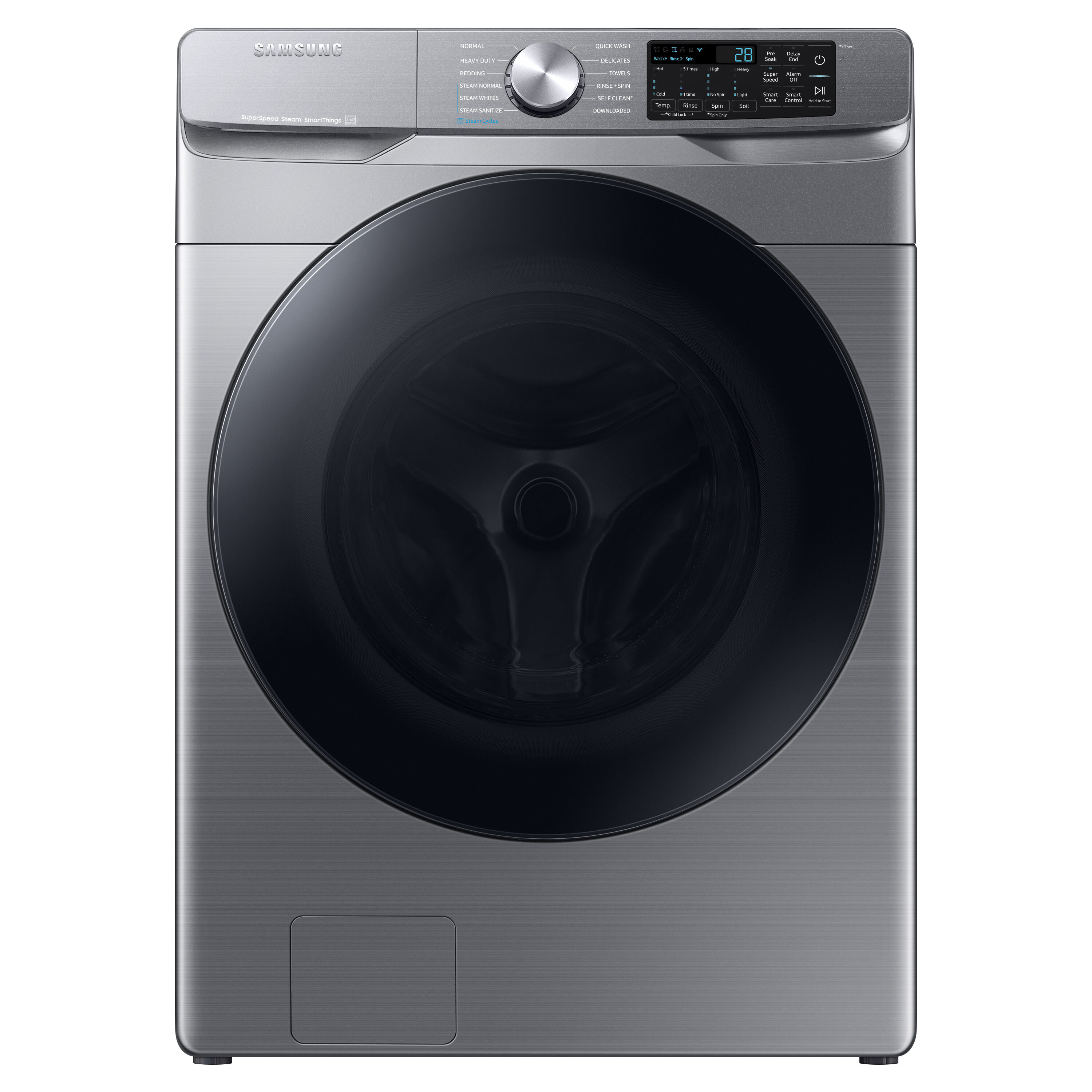 Lavadora de carga frontal Samsung de alta eficiencia de 4.5 pies cúbicos con ciclo de vapor apilable inteligente (Platino) ENERGY STAR WF45B6300AP