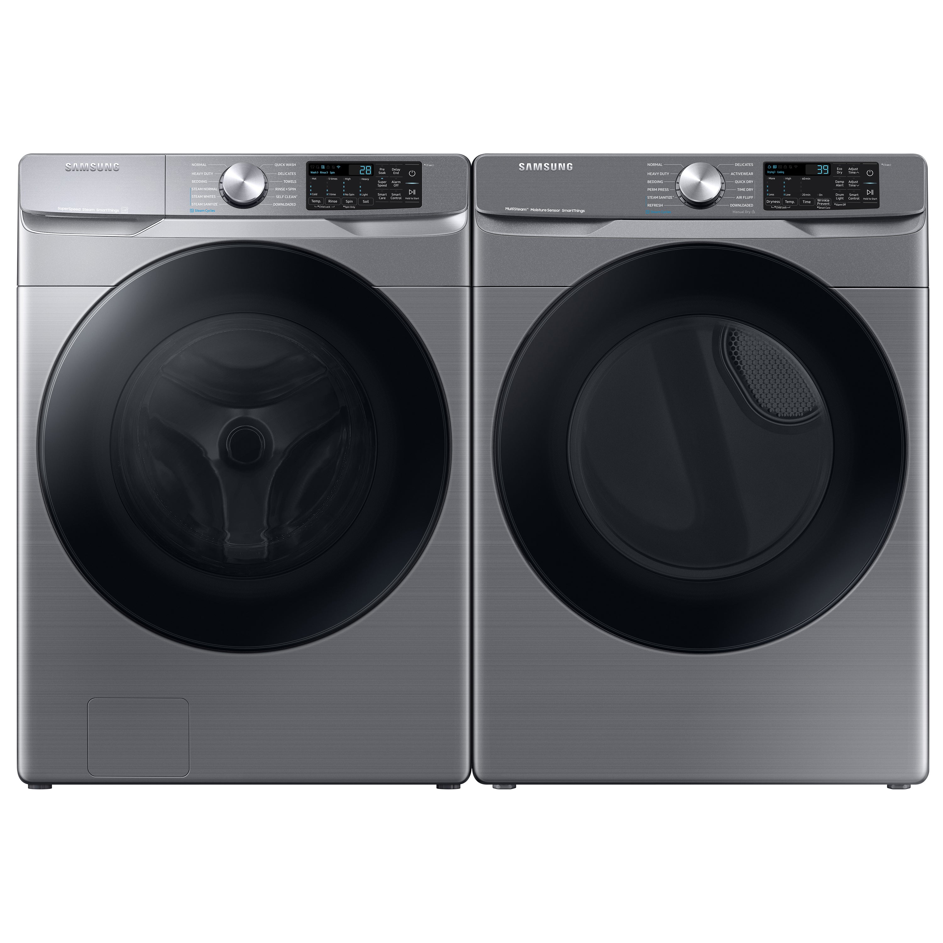 Lavadora de carga frontal Samsung de alta eficiencia de 4.5 pies cúbicos con ciclo de vapor apilable inteligente (Platino) ENERGY STAR WF45B6300AP