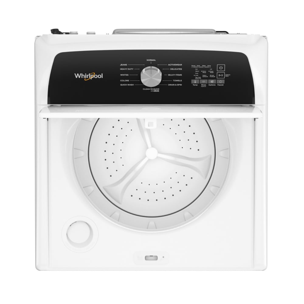 Lavadora de carga superior de alta eficiencia con grifo de agua incorporado de 4.6 pies cúbicos de Whirlpool (blanca) WTW5010LW