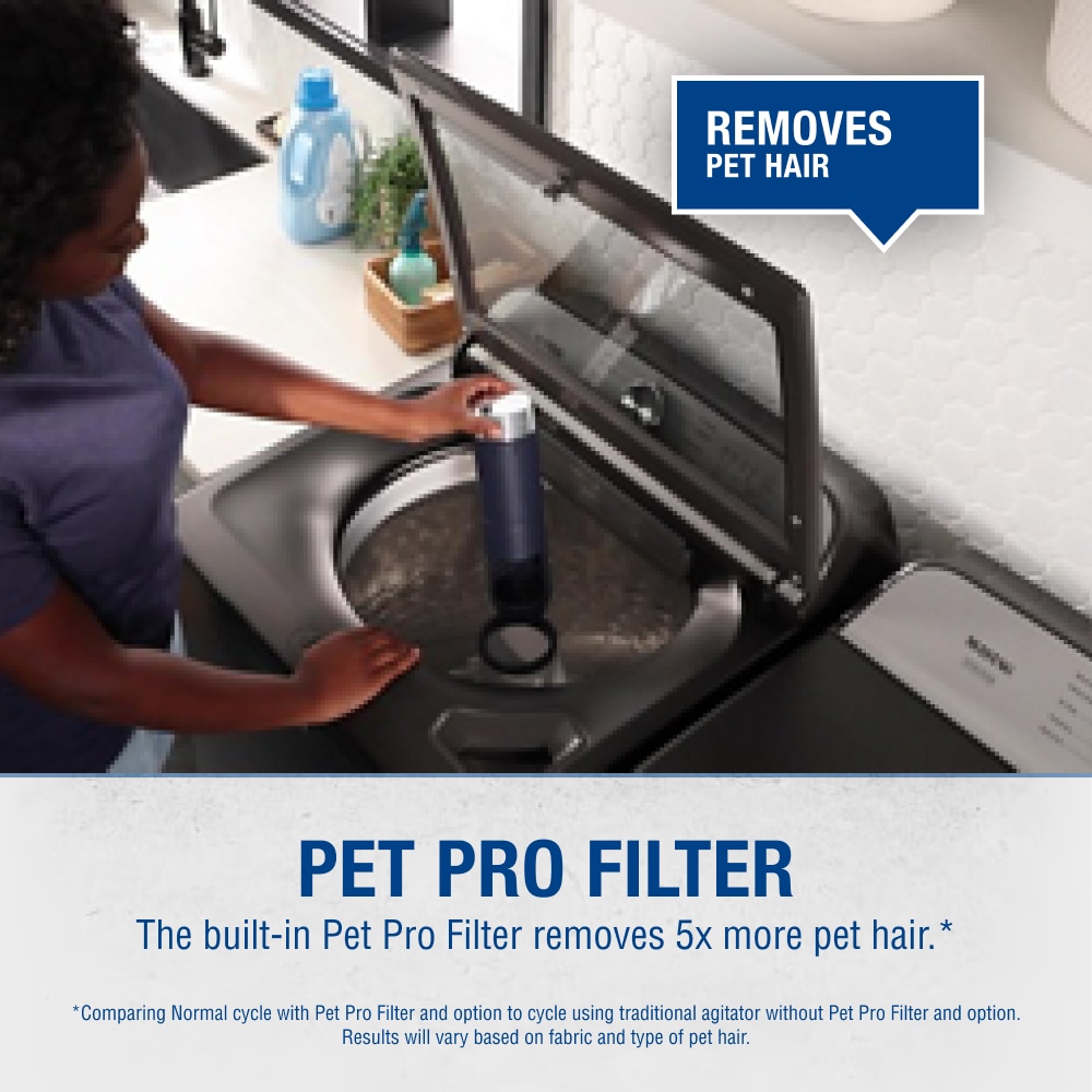 Lavadora de carga superior Maytag Deep Fill Pet Pro de alta eficiencia con agitador de 4.7 pies cúbicos (Negro Volcánico) MVW6500MBK