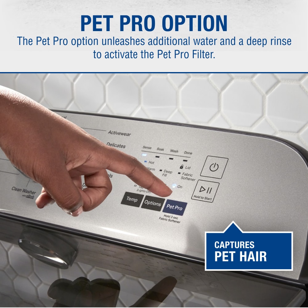 Lavadora de carga superior Maytag Deep Fill Pet Pro de alta eficiencia con agitador de 4.7 pies cúbicos (Negro Volcánico) MVW6500MBK