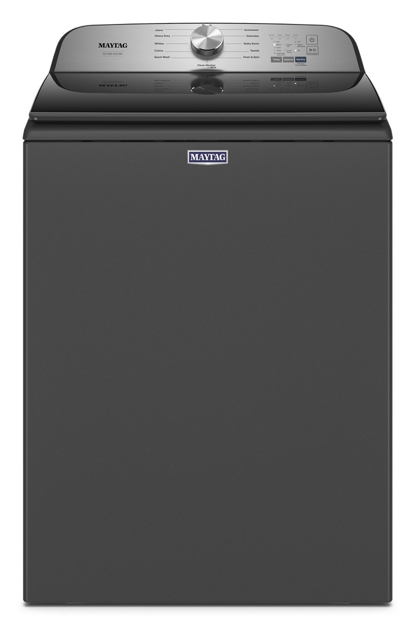 Lavadora de carga superior Maytag Deep Fill Pet Pro de alta eficiencia con agitador de 4.7 pies cúbicos (Negro Volcánico) MVW6500MBK