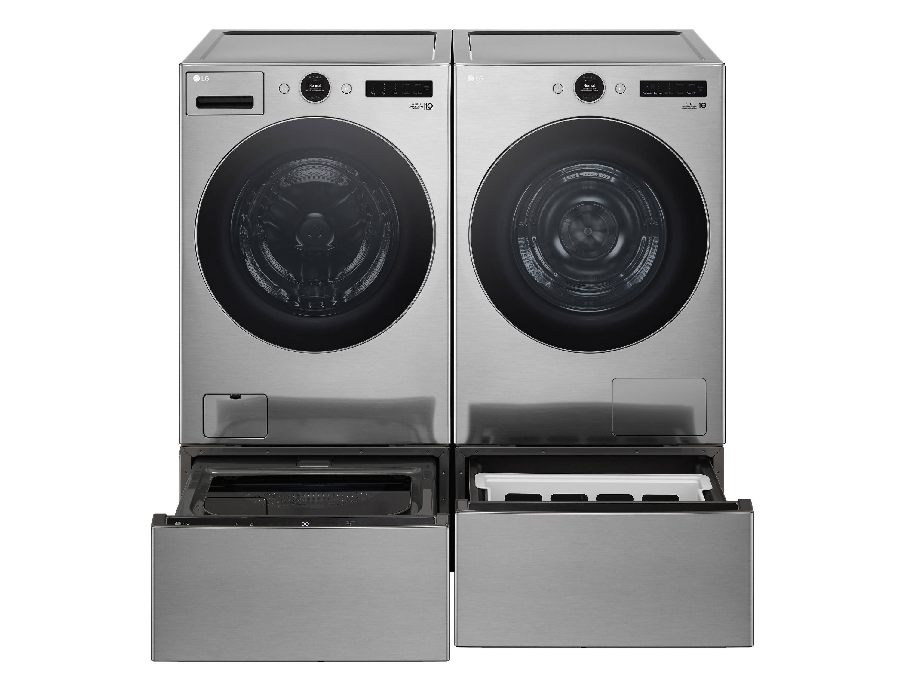 Lavadora con pedestal de acero grafito de 1 pie cúbico LG WD300CV