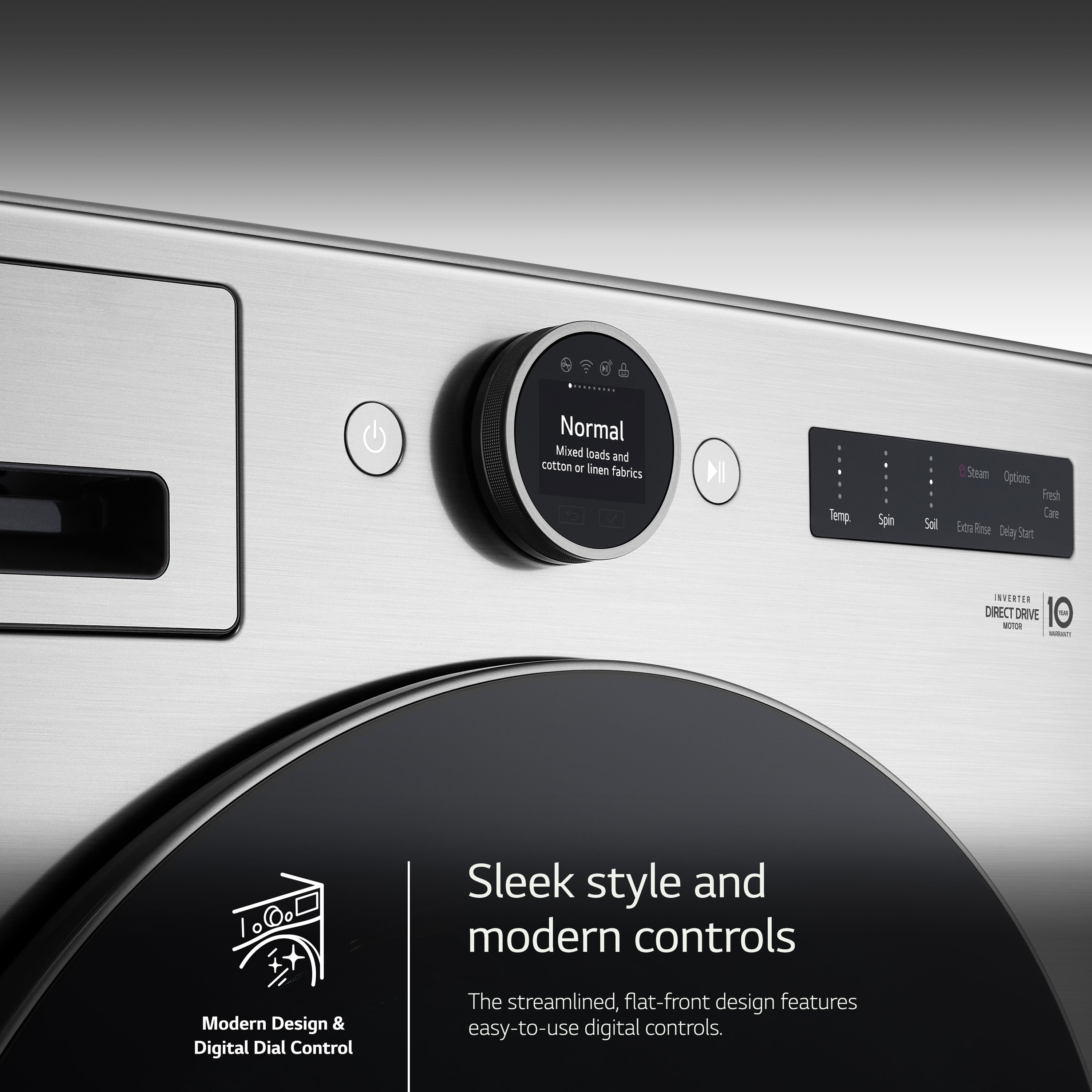 Lavadora de Carga Frontal LG TurboWash 360 4.5 pies cúbicos de Alta Eficiencia Apilable con Ciclo de Vapor Inteligente (Acero Grafito) ENERGY STAR WM5500HVA