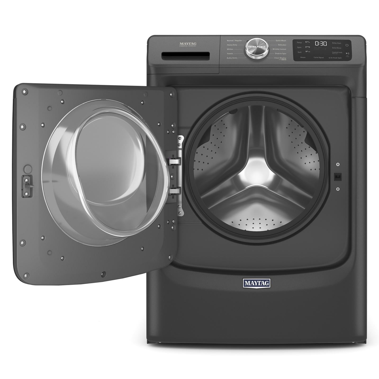 Lavadora Frontal Apilable de Alta Eficiencia con Ciclo de Vapor Maytag de 4.5 pies cúbicos (Negro Volcán) ENERGY STAR MHW5630MBK