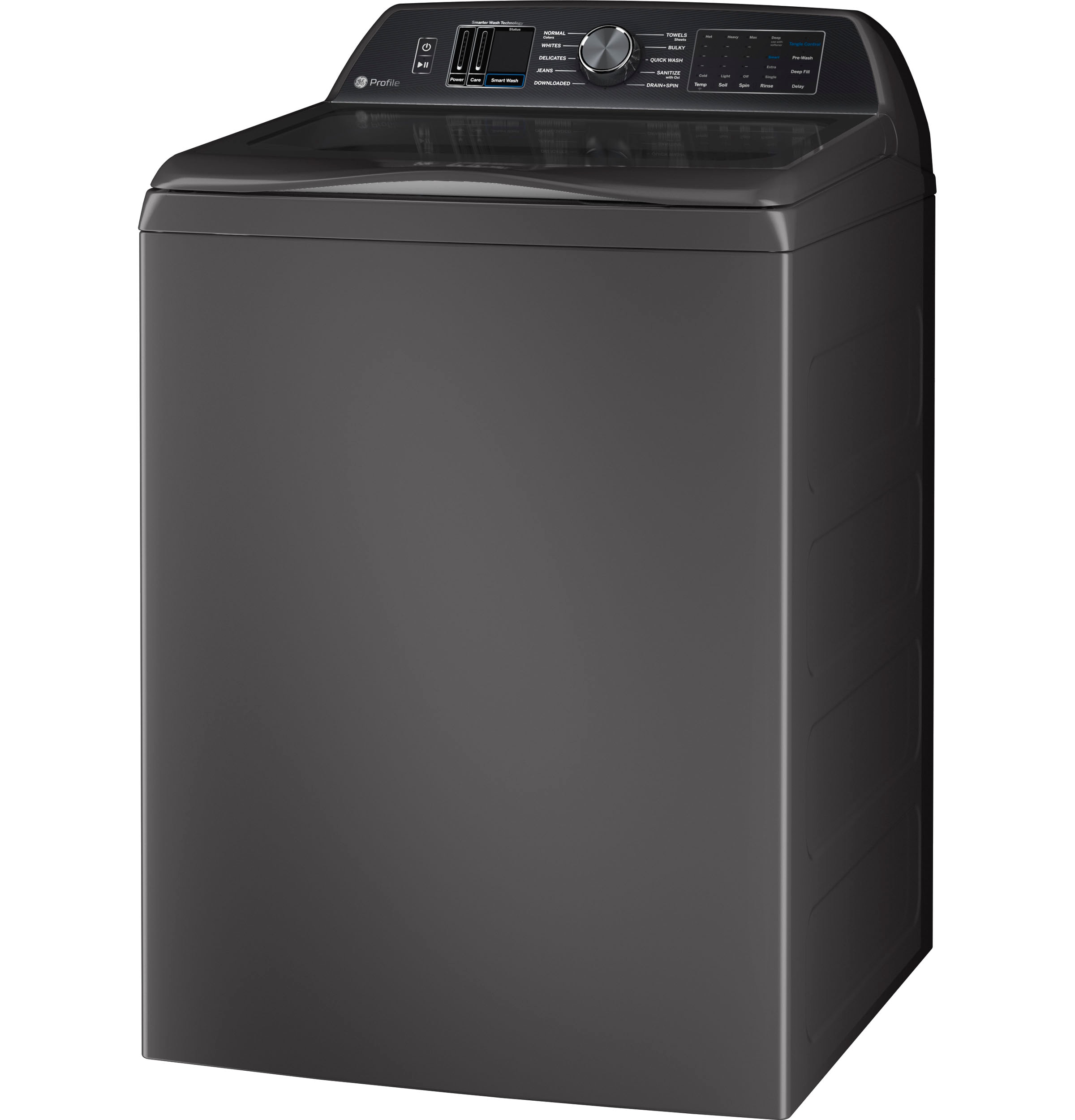 Lavadora de carga superior GE Profile 5.4 pies cúbicos de alta eficiencia con agitador inteligente compatible con tecnología Smart (Gris Diamante) ENERGY STAR PTW700BPTDG