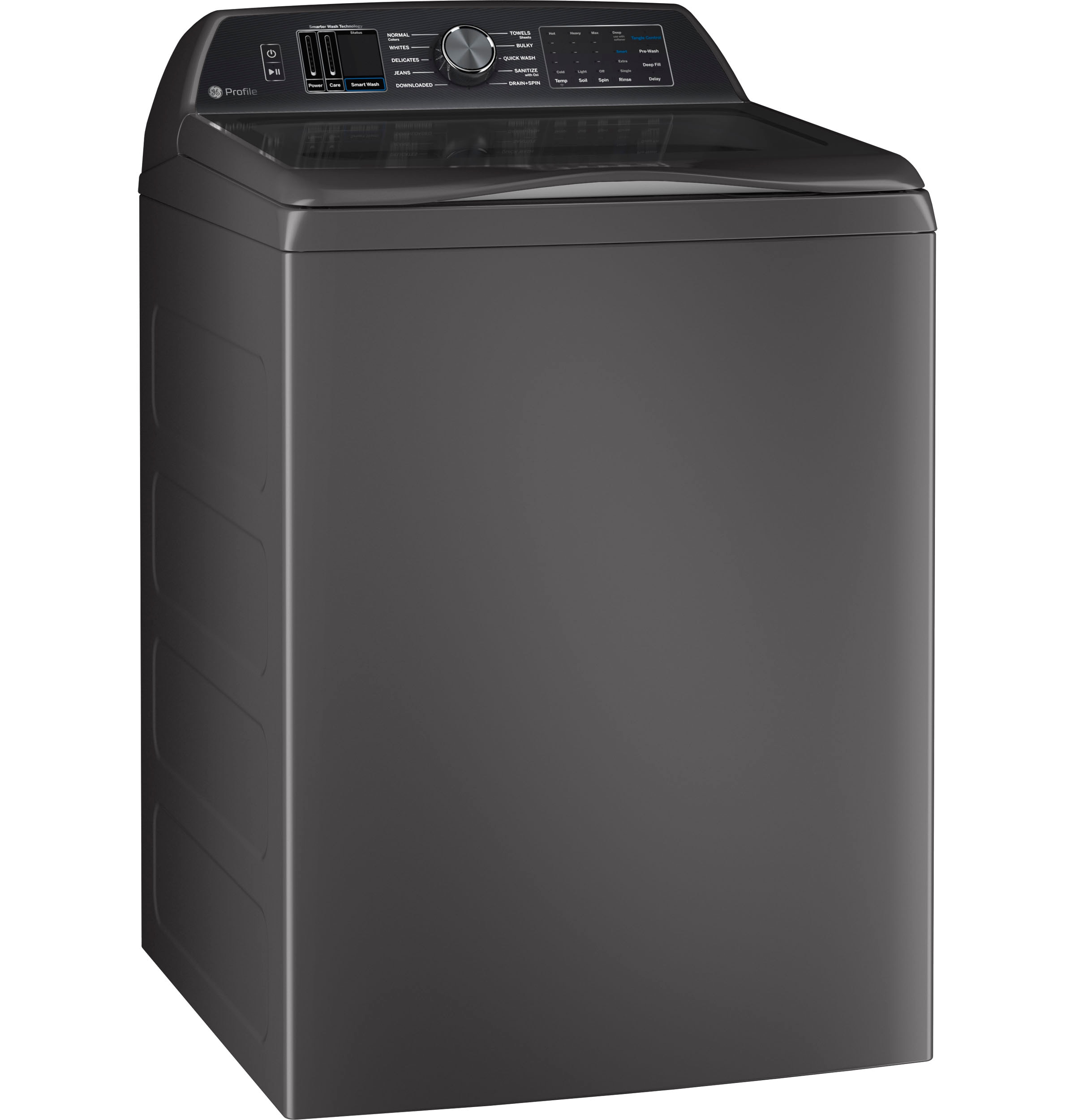 Lavadora de carga superior GE Profile 5.4 pies cúbicos de alta eficiencia con agitador inteligente compatible con tecnología Smart (Gris Diamante) ENERGY STAR PTW700BPTDG