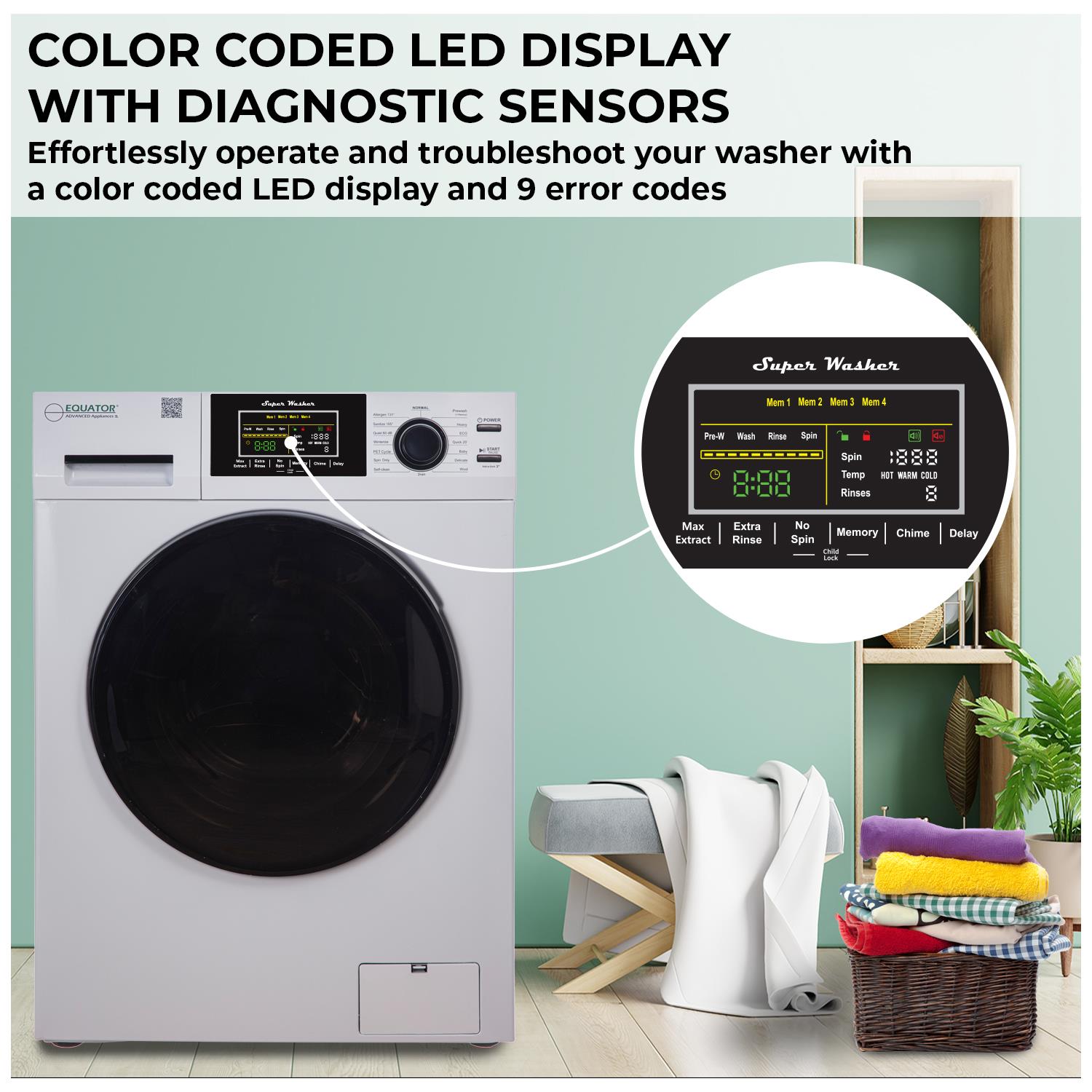 Lavadora de carga frontal de 1.62 pies cúbicos (Blanco) EW 826 W de Equator Advanced Appliances