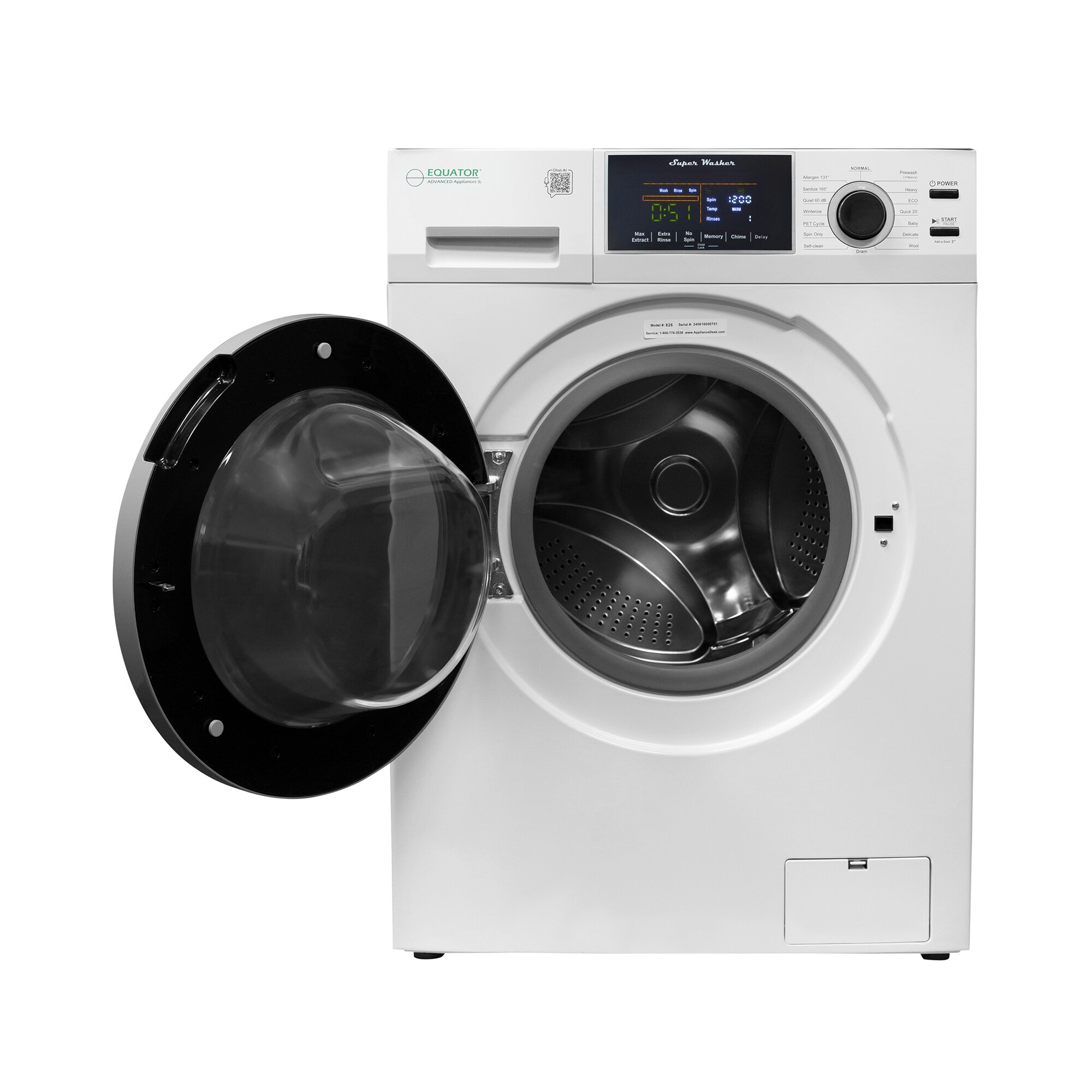 Lavadora de carga frontal de 1.62 pies cúbicos (Blanco) EW 826 W de Equator Advanced Appliances