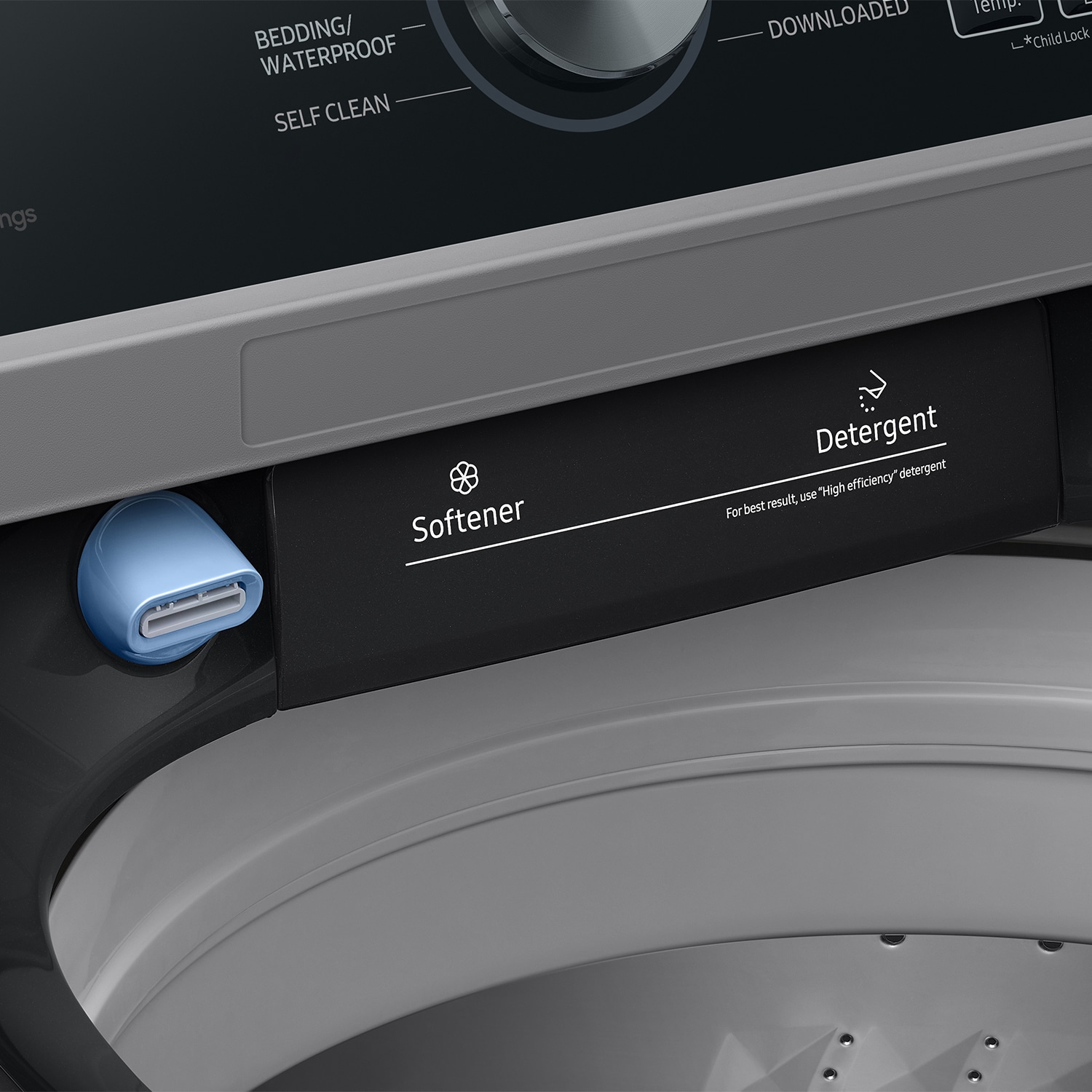 Lavadora de carga superior de alta eficiencia con agitador inteligente compatible con Smart (negro cepillado) de 4.7 pies cúbicos Samsung WA47CG3500AV