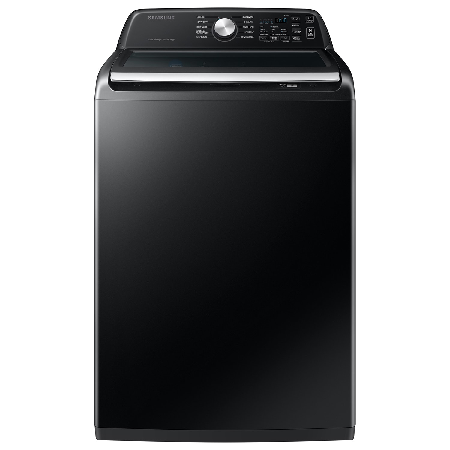 Lavadora de carga superior de alta eficiencia con agitador inteligente compatible con Smart (negro cepillado) de 4.7 pies cúbicos Samsung WA47CG3500AV