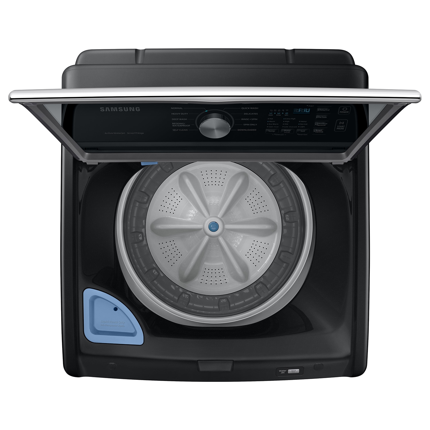 Lavadora de carga superior de alta eficiencia con agitador inteligente compatible con Smart (negro cepillado) de 4.7 pies cúbicos Samsung WA47CG3500AV