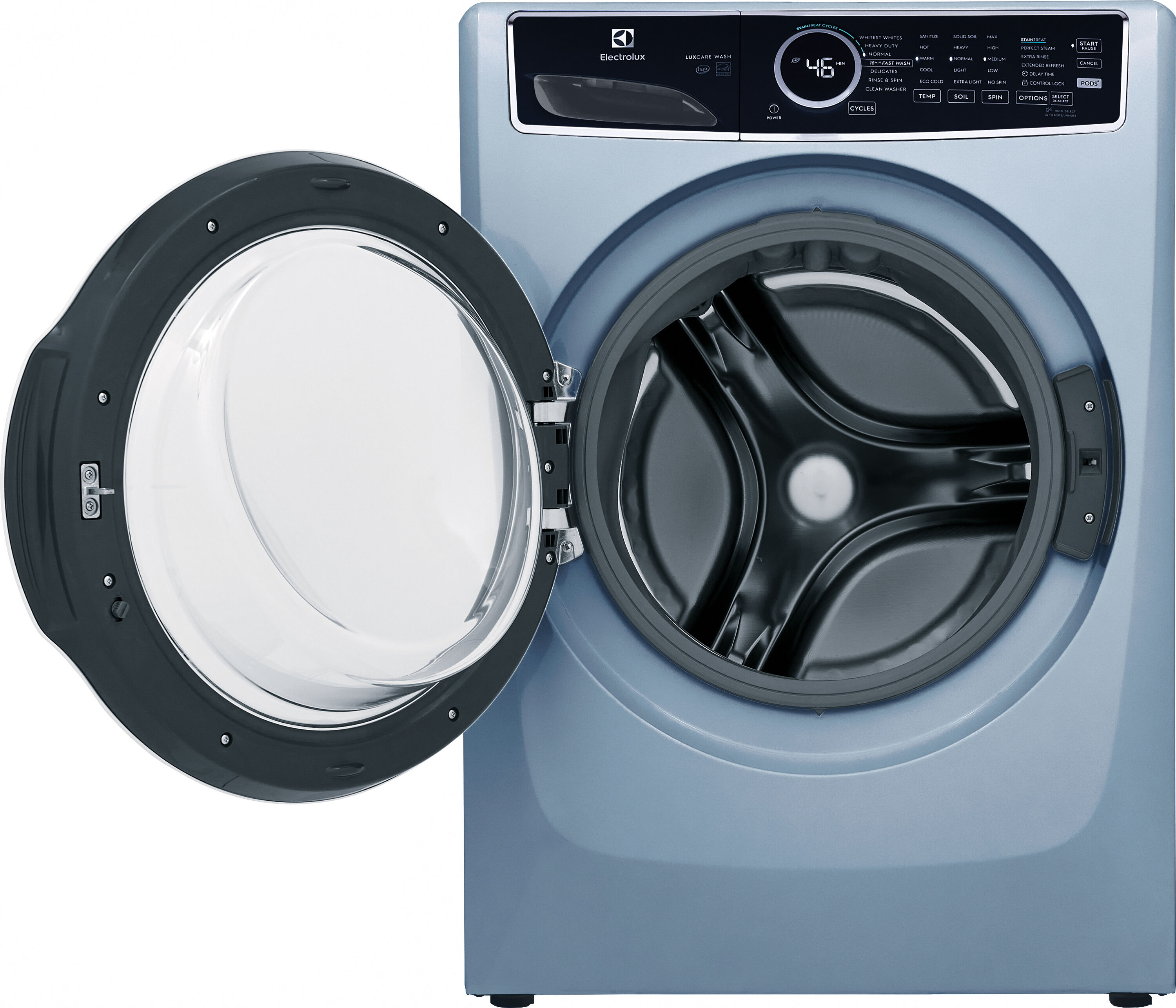 Lavadora de carga frontal apilable de alta eficiencia con ciclo de vapor de 4.5 pies cúbicos (Azul Glaciar) ENERGY STAR Electrolux ELFW7437AG