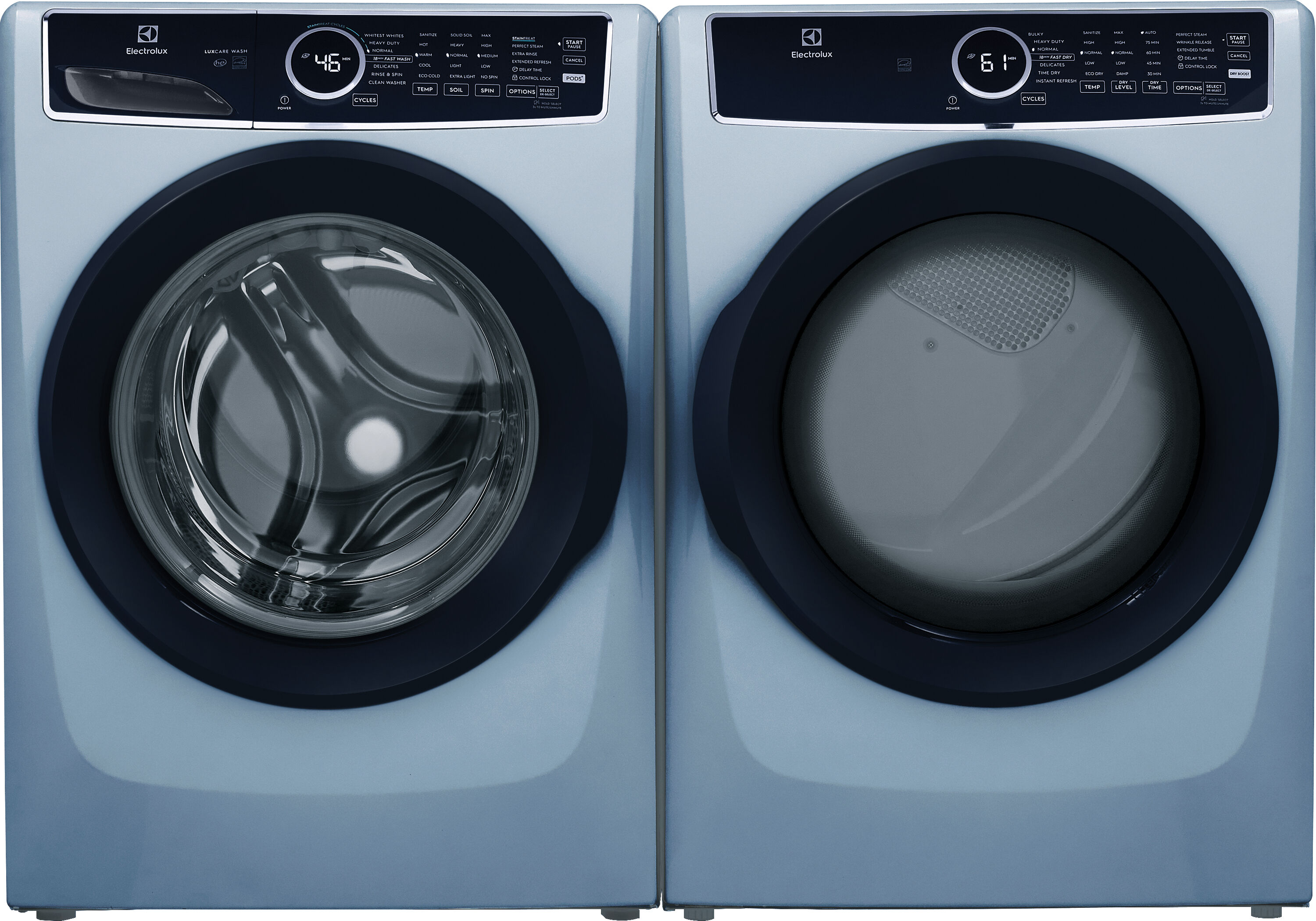 Lavadora de carga frontal apilable de alta eficiencia con ciclo de vapor de 4.5 pies cúbicos (Azul Glaciar) ENERGY STAR Electrolux ELFW7437AG