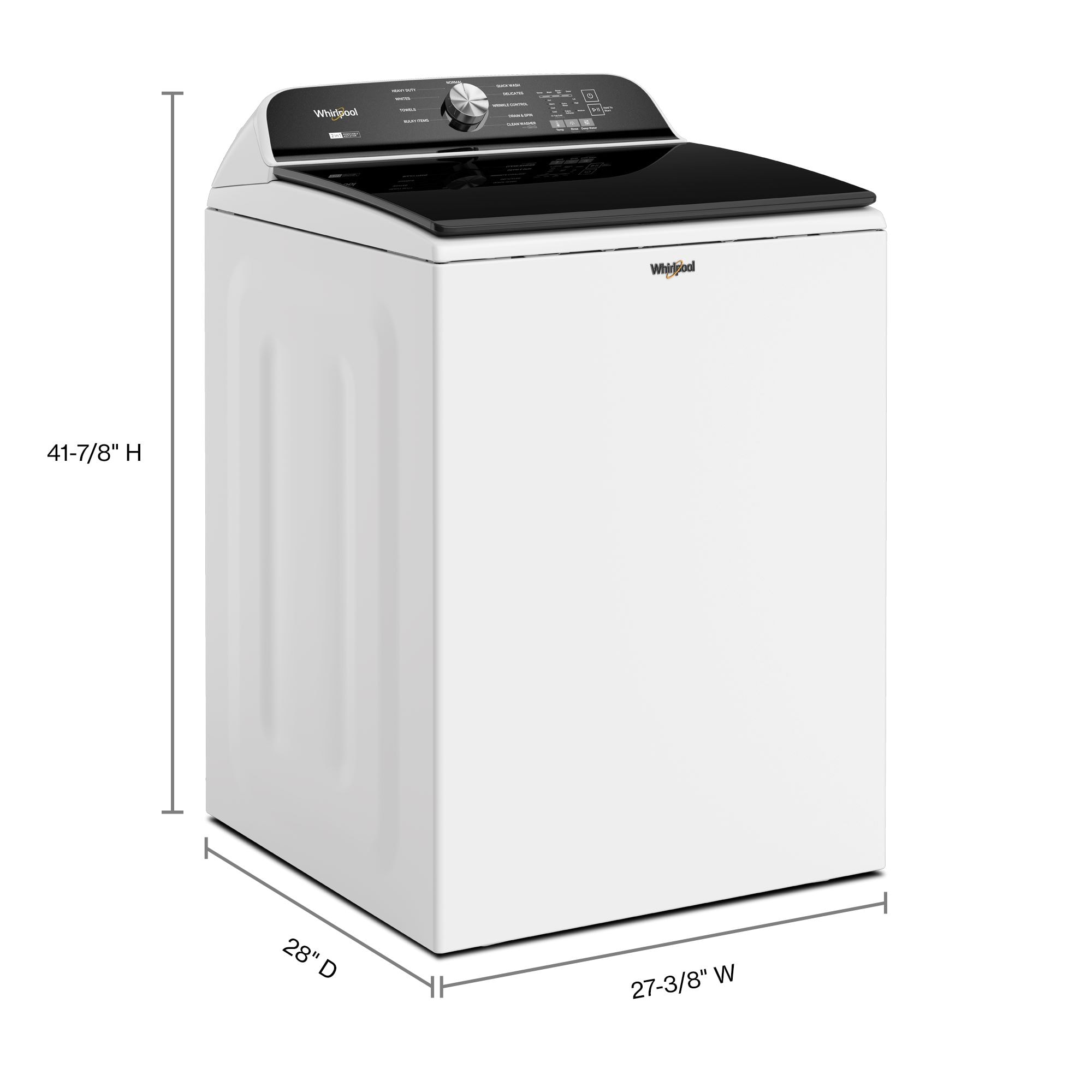 Lavadora de carga superior Whirlpool de 5.2 pies cúbicos de alta eficiencia con impulsor y agitador (blanca) certificada ENERGY STAR WTW6157PW