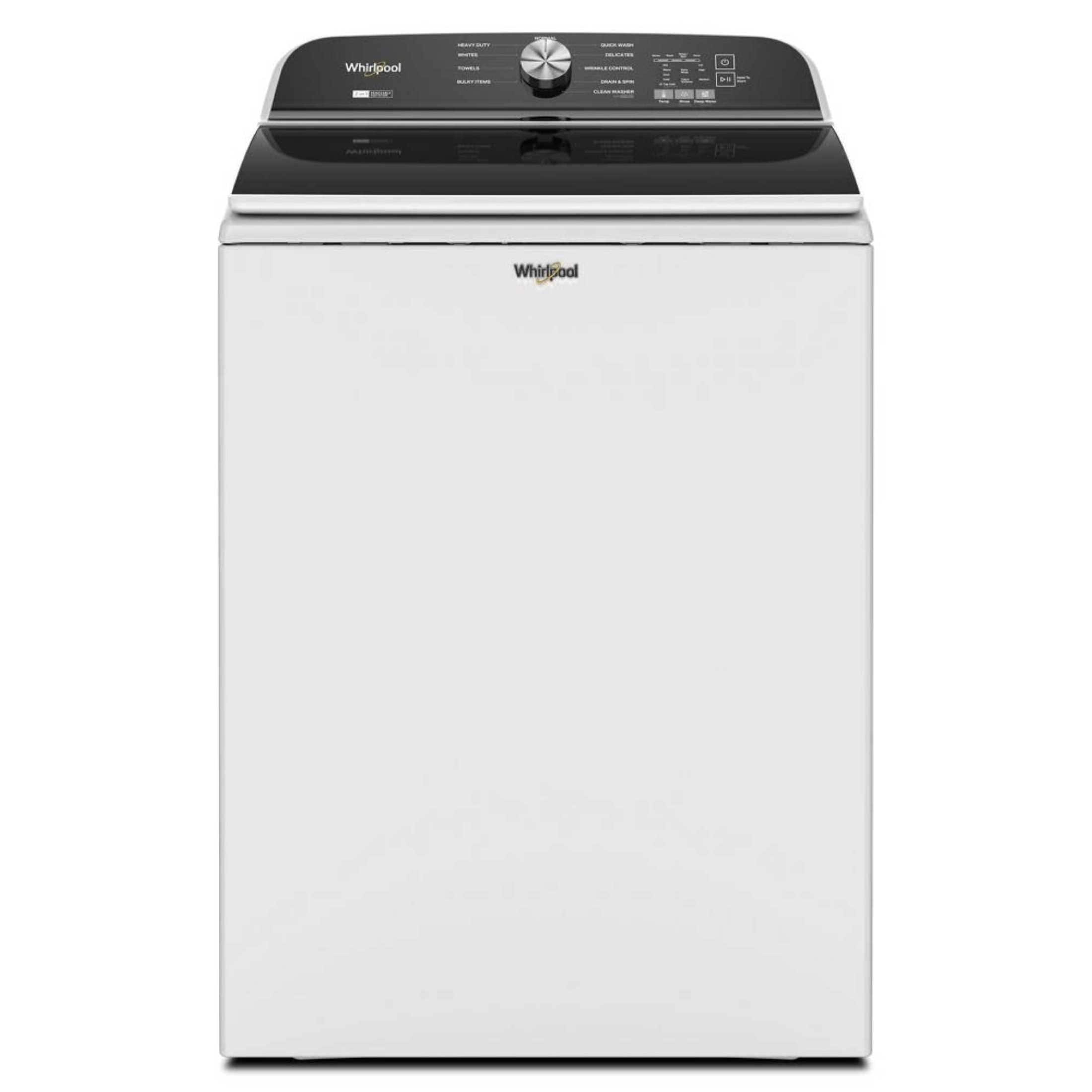 Lavadora de carga superior Whirlpool de 5.2 pies cúbicos de alta eficiencia con impulsor y agitador (blanca) certificada ENERGY STAR WTW6157PW
