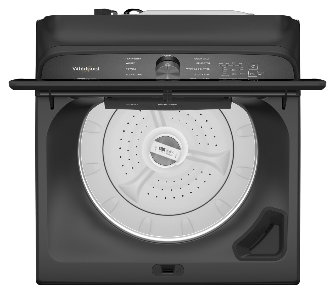 Lavadora de carga superior de alta eficiencia con agitador e impulsor de 5.2 pies cúbicos de Whirlpool (Negro Volcán) con certificación ENERGY STAR WTW6157PB