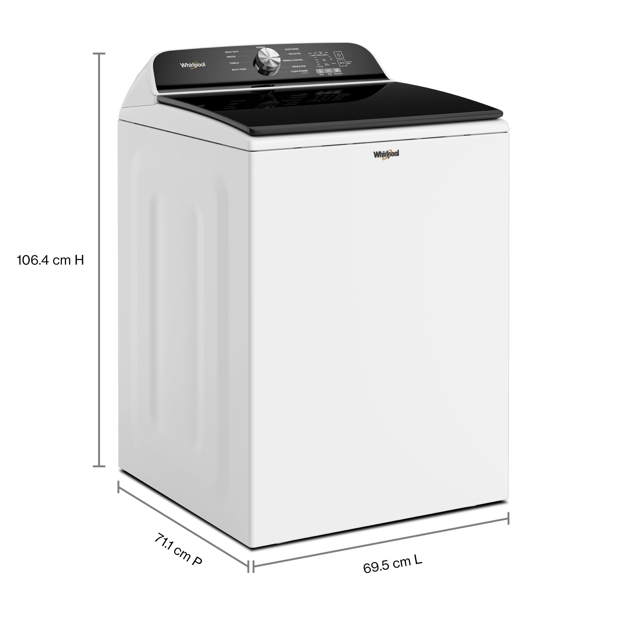 Lavadora de carga superior con aspas de alta eficiencia de 5.3 pies cúbicos Whirlpool (Blanco) con certificación ENERGY STAR WTW6150PW