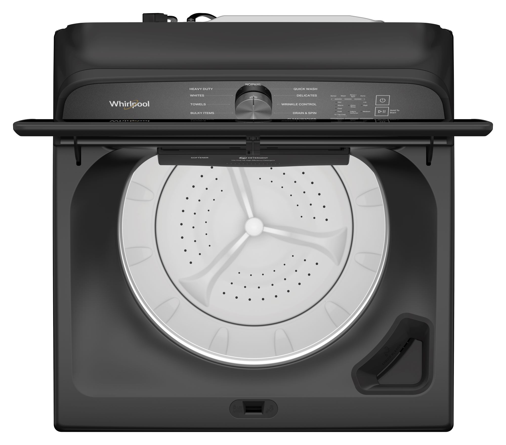 Lavadora de carga superior Whirlpool de 5.3 pies cúbicos de alta eficiencia con impulsor (Negro Volcán) con certificación ENERGY STAR WTW6150PB