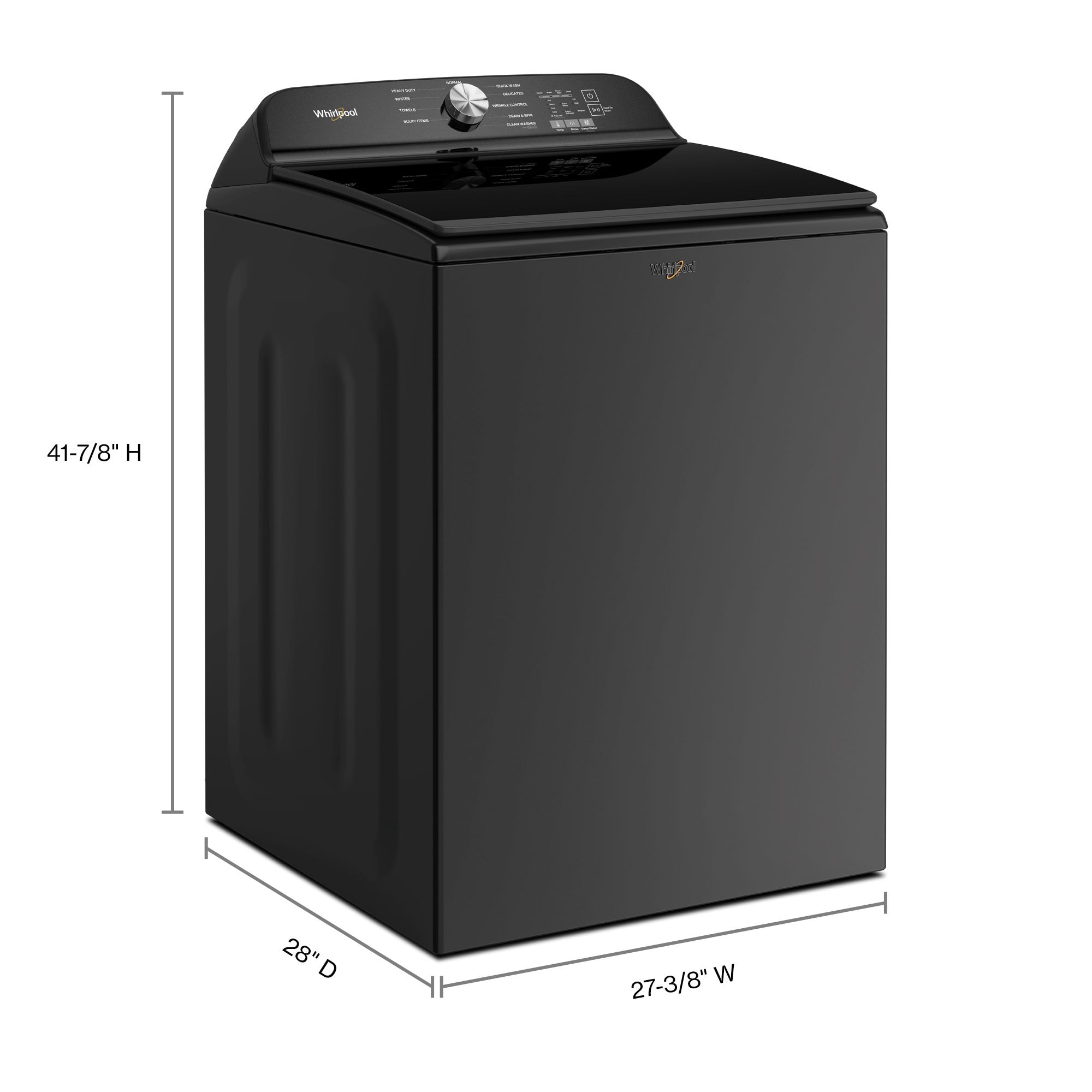 Lavadora de carga superior Whirlpool de 5.3 pies cúbicos de alta eficiencia con impulsor (Negro Volcán) con certificación ENERGY STAR WTW6150PB