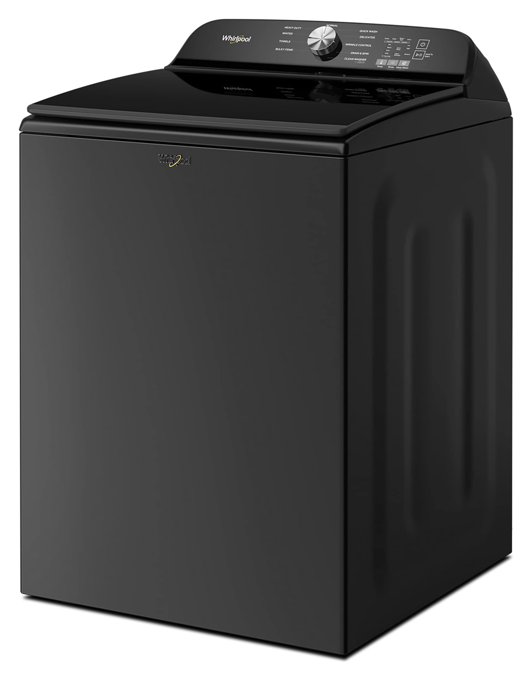 Lavadora de carga superior Whirlpool de 5.3 pies cúbicos de alta eficiencia con impulsor (Negro Volcán) con certificación ENERGY STAR WTW6150PB