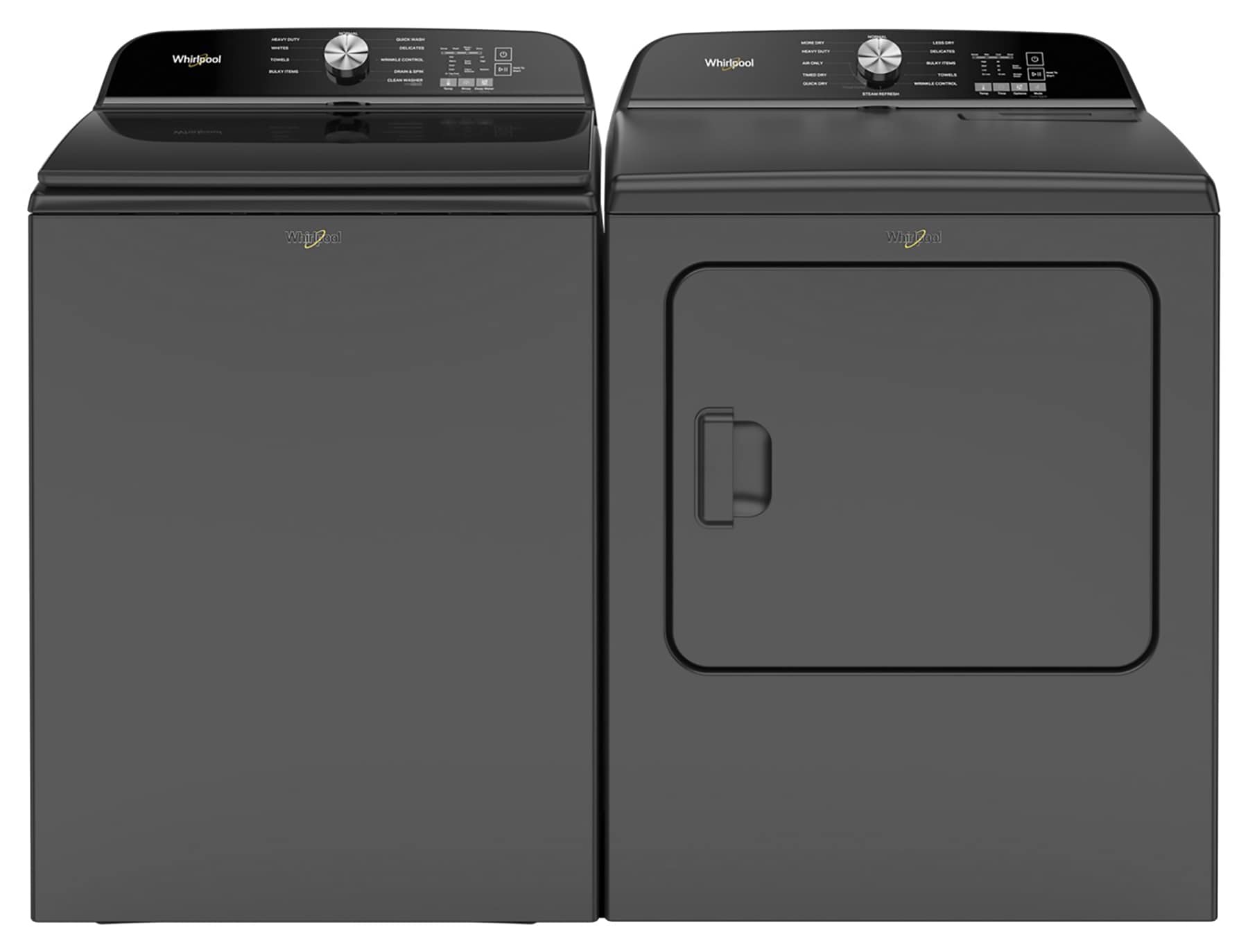 Lavadora de carga superior Whirlpool de 5.3 pies cúbicos de alta eficiencia con impulsor (Negro Volcán) con certificación ENERGY STAR WTW6150PB