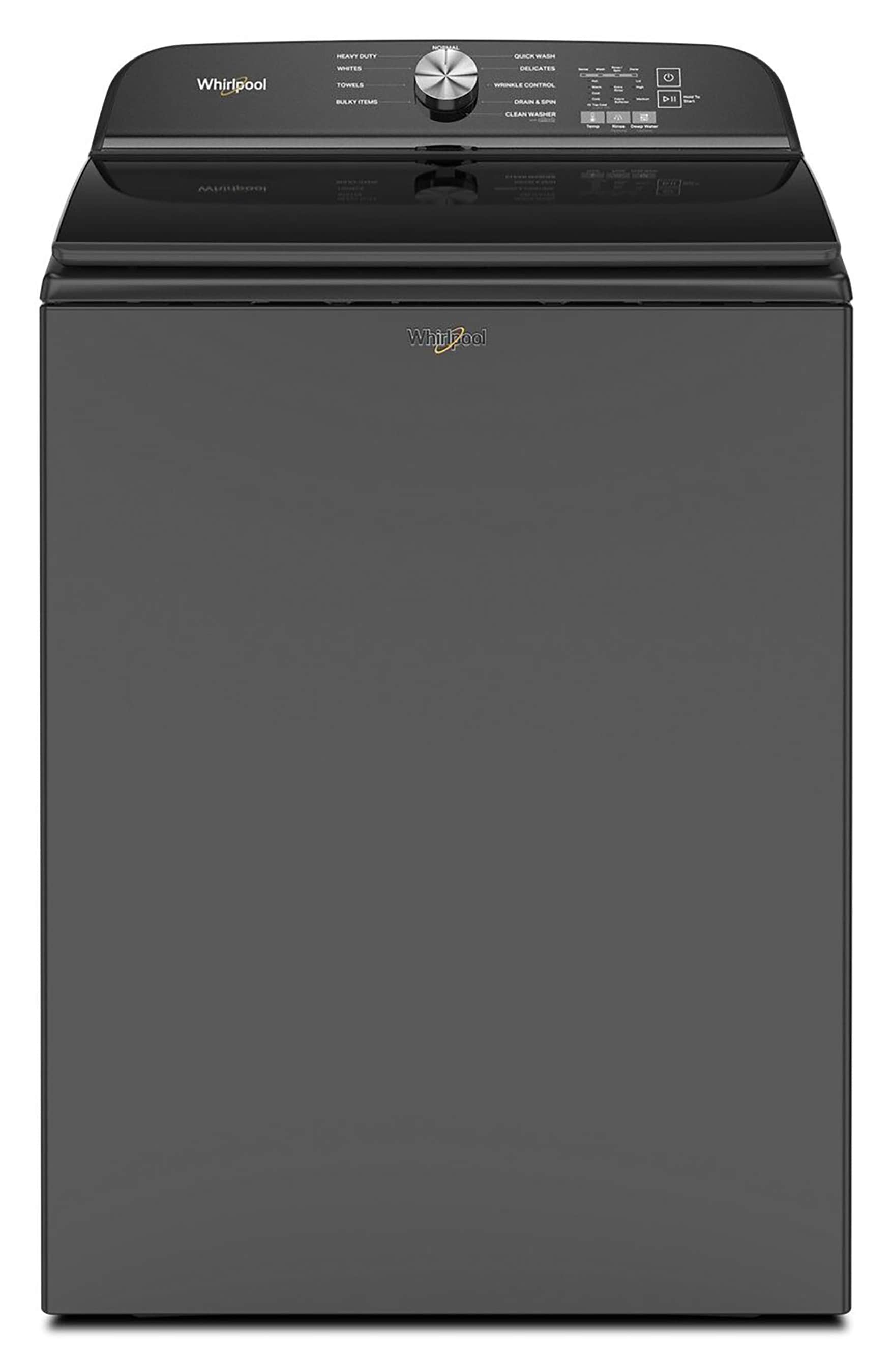 Lavadora de carga superior Whirlpool de 5.3 pies cúbicos de alta eficiencia con impulsor (Negro Volcán) con certificación ENERGY STAR WTW6150PB