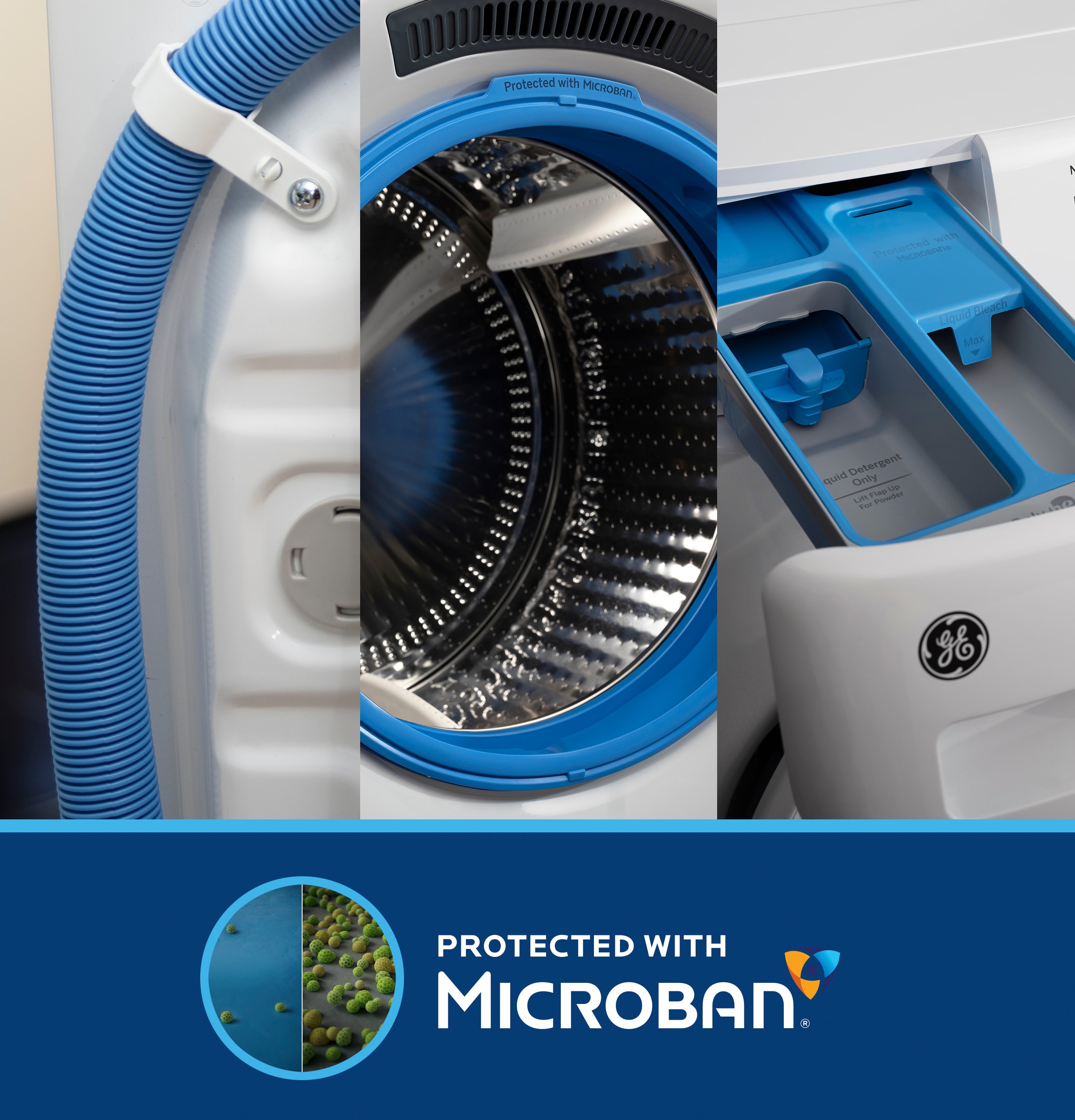 Lavadora de carga frontal inteligente apilable con ciclo de vapor de 5.0 pies cúbicos (Blanca) ENERGY STAR GE GFW655SSVWW