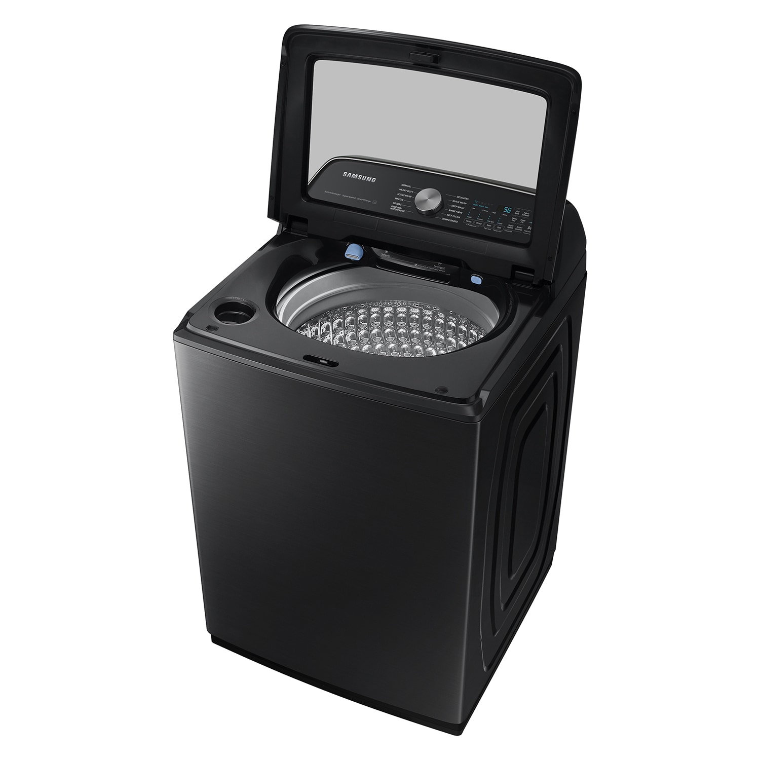 Lavadora de carga superior de alta eficiencia de 5.4 pies cúbicos con agitador inteligente compatible con tecnología Smart (Negro Cepillado) CERTIFICADA ENERGY STAR WA54CG7105AV