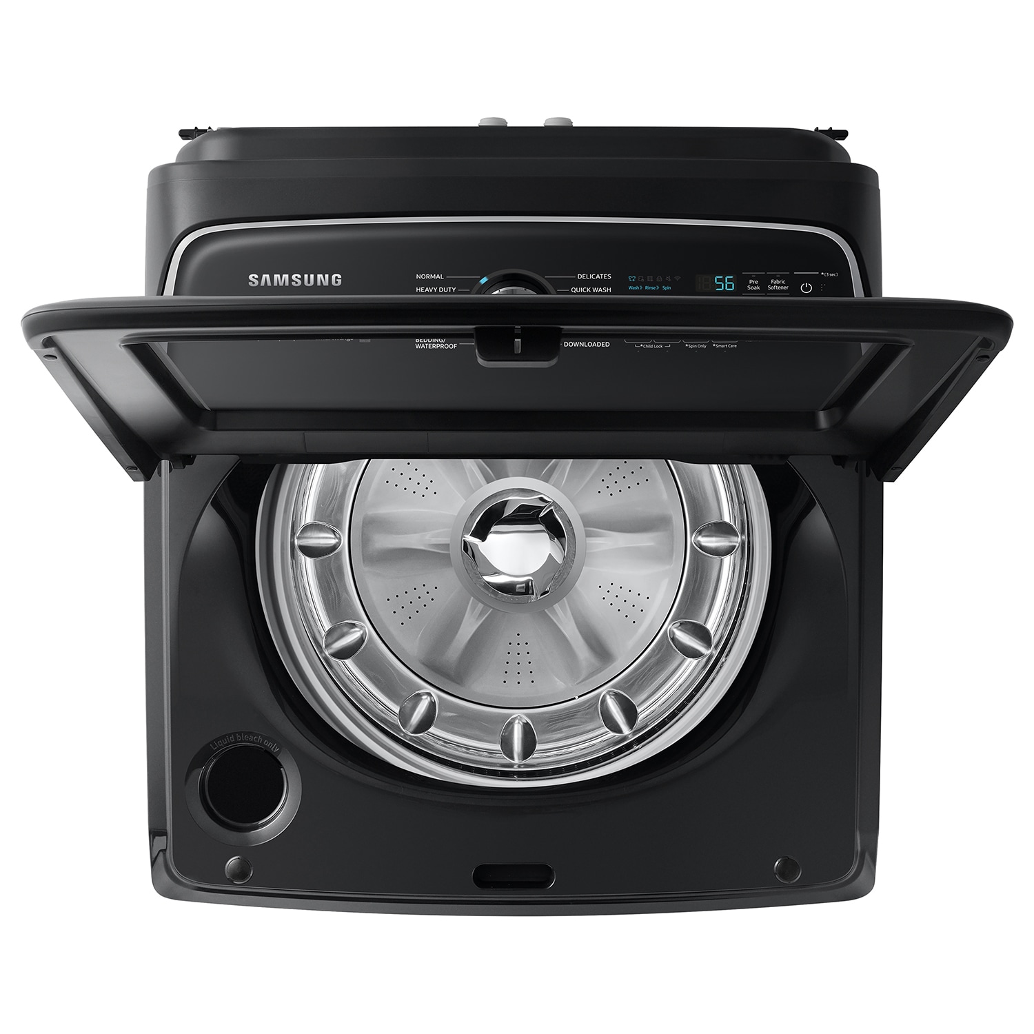 Lavadora de carga superior de alta eficiencia de 5.4 pies cúbicos con agitador inteligente compatible con tecnología Smart (Negro Cepillado) CERTIFICADA ENERGY STAR WA54CG7105AV