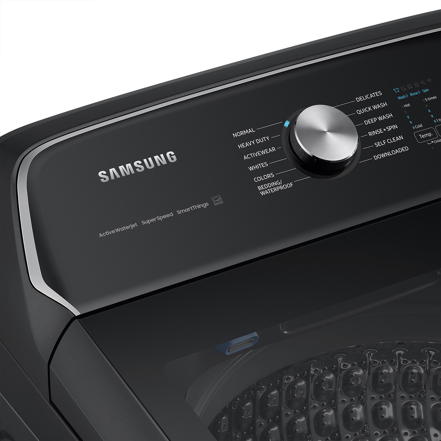 Lavadora de carga superior de alta eficiencia de 5.4 pies cúbicos con agitador inteligente compatible con tecnología Smart (Negro Cepillado) CERTIFICADA ENERGY STAR WA54CG7105AV