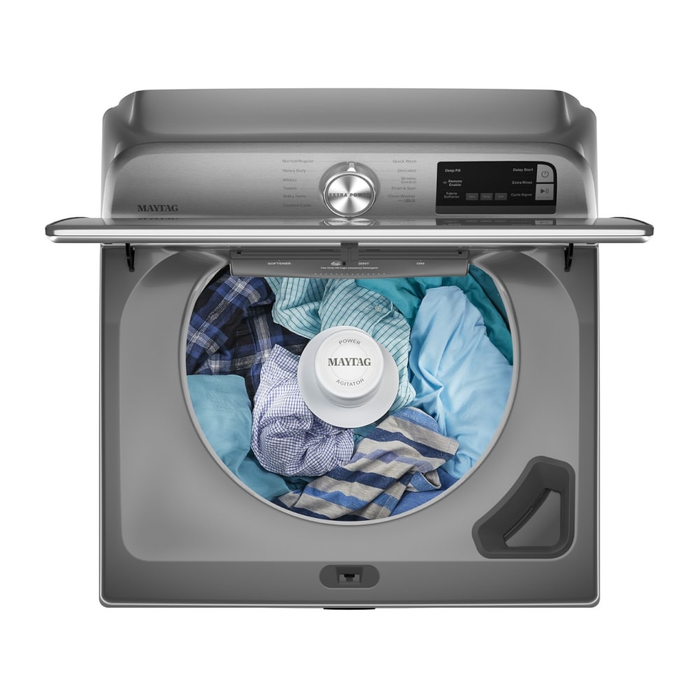 Lavadora de carga superior Maytag de alta eficiencia con agitador inteligente y compatible con tecnología Smart (Slate metálico) 4.7 pies cúbicos MVW6230HC