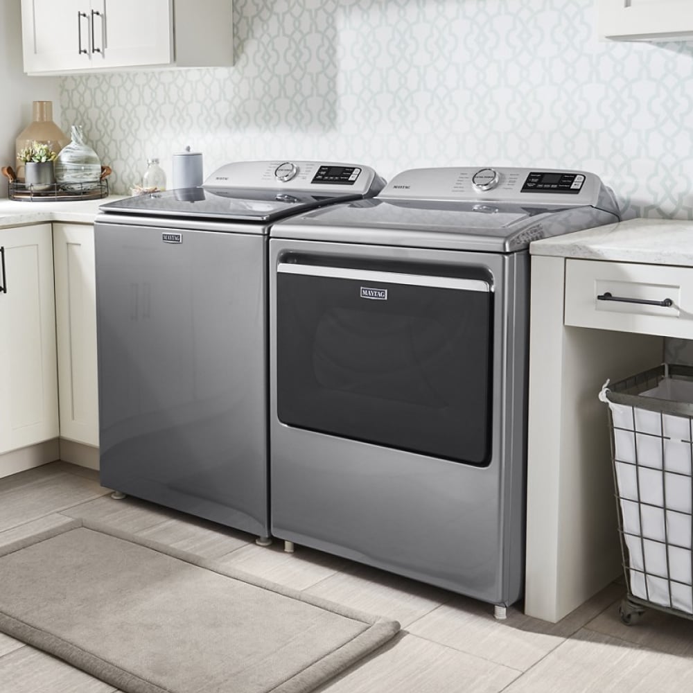 Lavadora de carga superior Maytag de alta eficiencia con agitador inteligente y compatible con tecnología Smart (Slate metálico) 4.7 pies cúbicos MVW6230HC