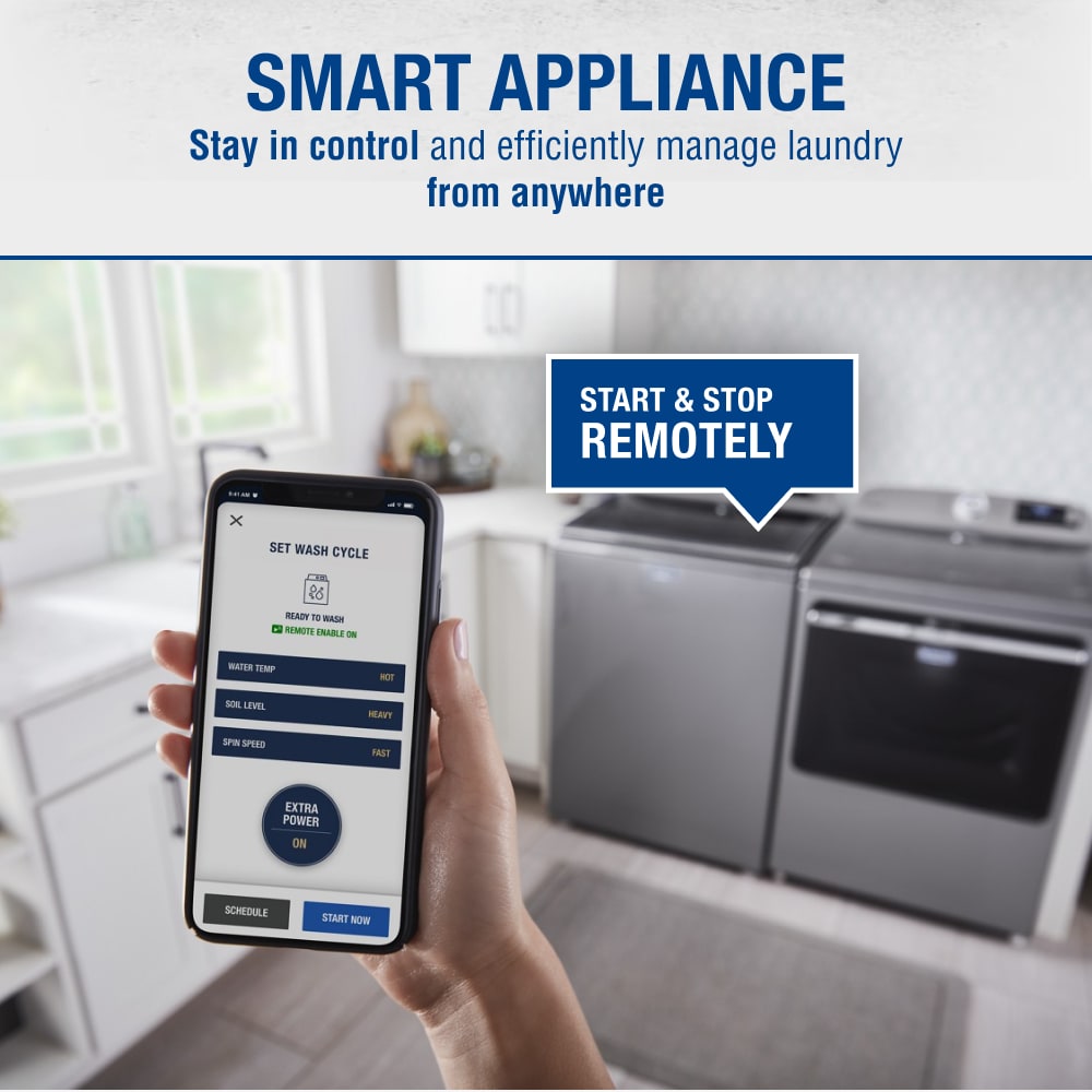 Lavadora de carga superior Maytag de alta eficiencia con agitador inteligente y compatible con tecnología Smart (Slate metálico) 4.7 pies cúbicos MVW6230HC