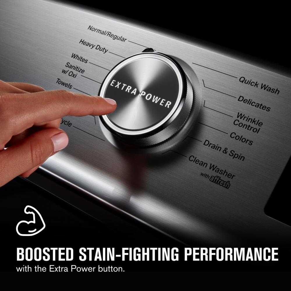 Lavadora de carga superior con agitador de alta eficiencia de 5.2 pies cúbicos, compatible con tecnología inteligente (Metálico) ENERGY STAR MVW7230HC de Maytag