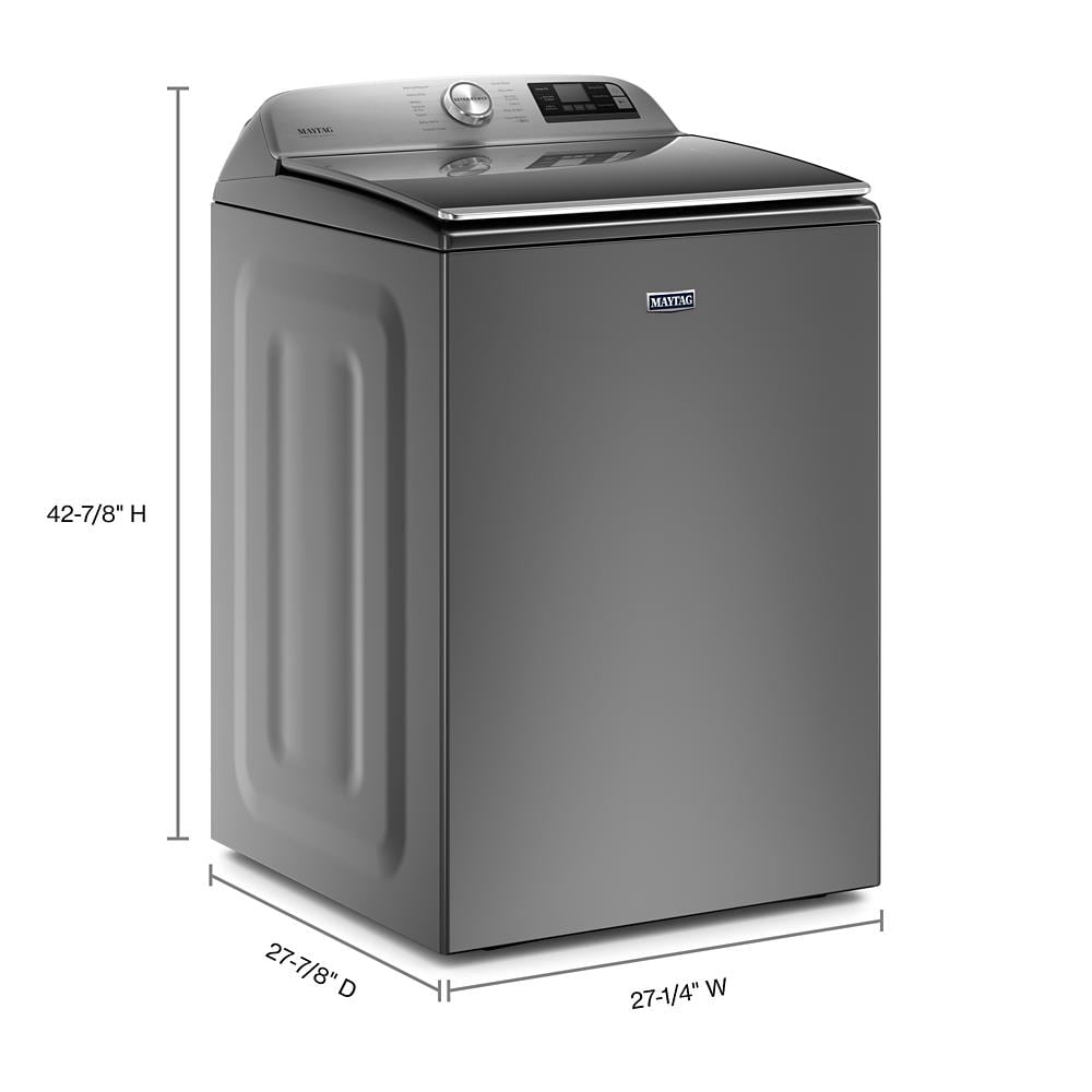 Lavadora de carga superior con agitador de alta eficiencia de 5.2 pies cúbicos, compatible con tecnología inteligente (Metálico) ENERGY STAR MVW7230HC de Maytag