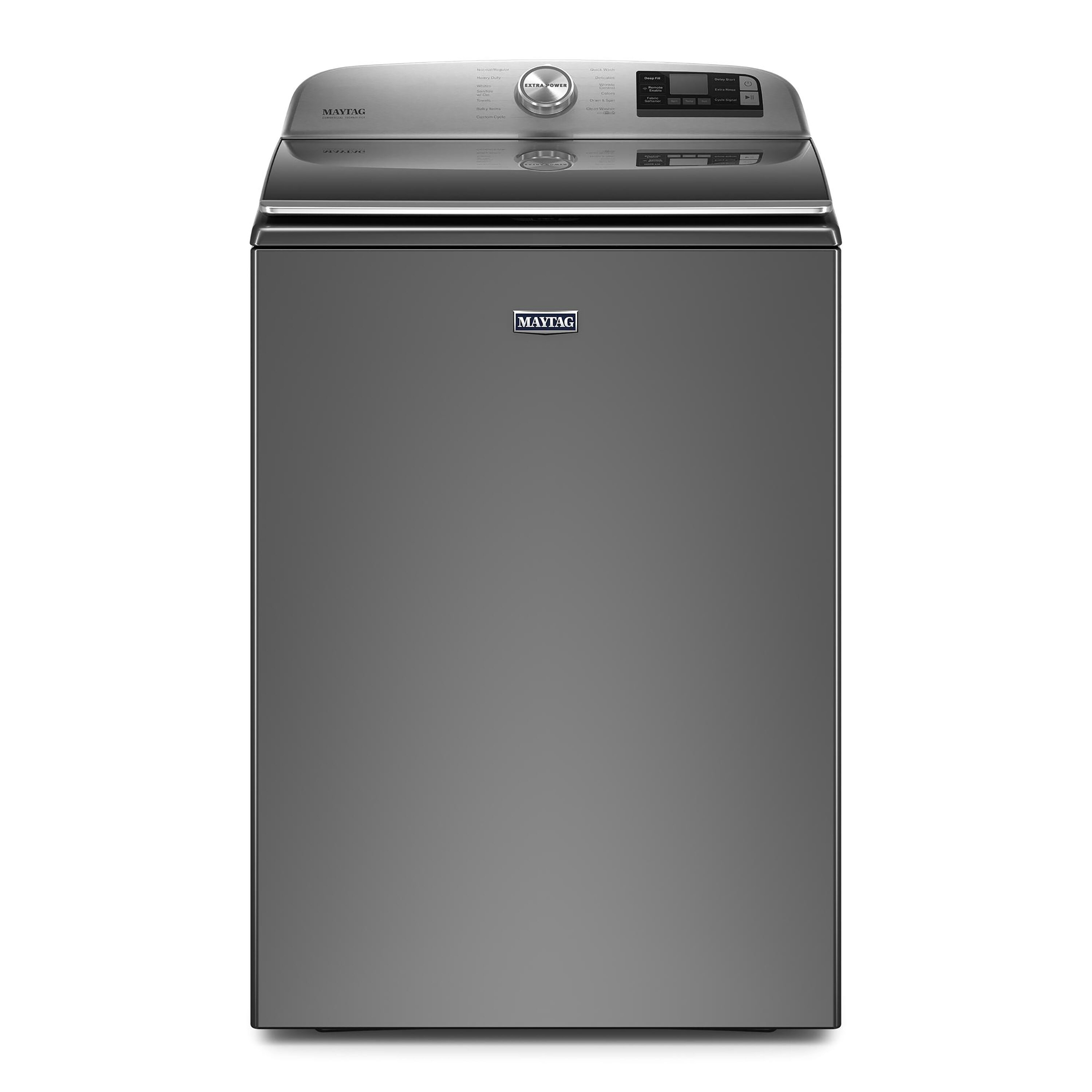 Lavadora de carga superior con agitador de alta eficiencia de 5.2 pies cúbicos, compatible con tecnología inteligente (Metálico) ENERGY STAR MVW7230HC de Maytag