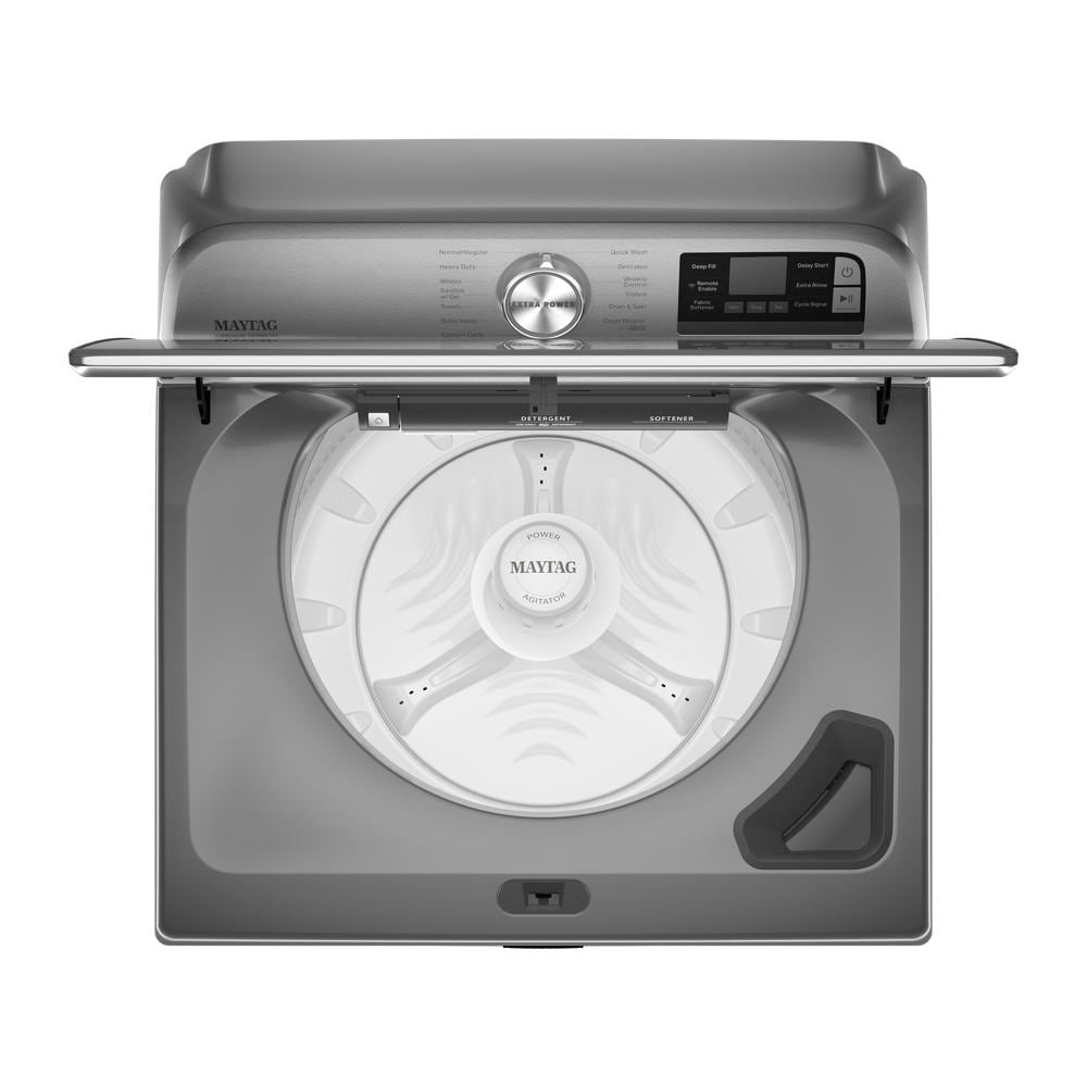 Lavadora de carga superior con agitador de alta eficiencia de 5.2 pies cúbicos, compatible con tecnología inteligente (Metálico) ENERGY STAR MVW7230HC de Maytag