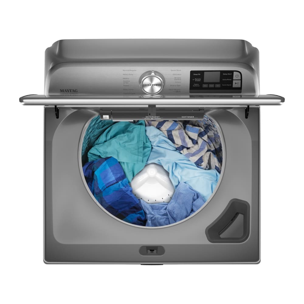 Lavadora de carga superior de alta eficiencia de 5.3 pies cúbicos de Maytag con agitador inteligente compatible (Metálico Slate) certificada por ENERGY STAR MVW7232HC
