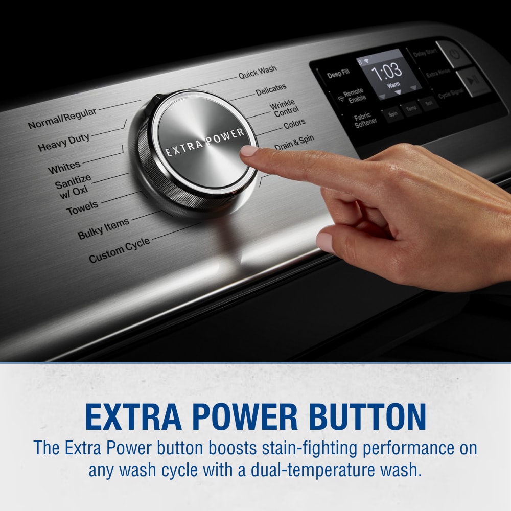 Lavadora de carga superior de alta eficiencia de 5.3 pies cúbicos de Maytag con agitador inteligente compatible (Metálico Slate) certificada por ENERGY STAR MVW7232HC