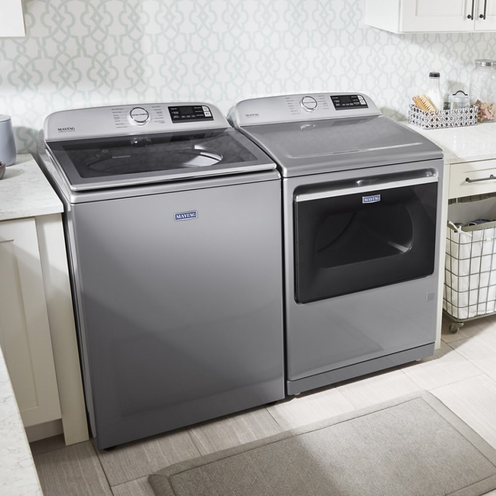 Lavadora de carga superior de alta eficiencia de 5.3 pies cúbicos de Maytag con agitador inteligente compatible (Metálico Slate) certificada por ENERGY STAR MVW7232HC