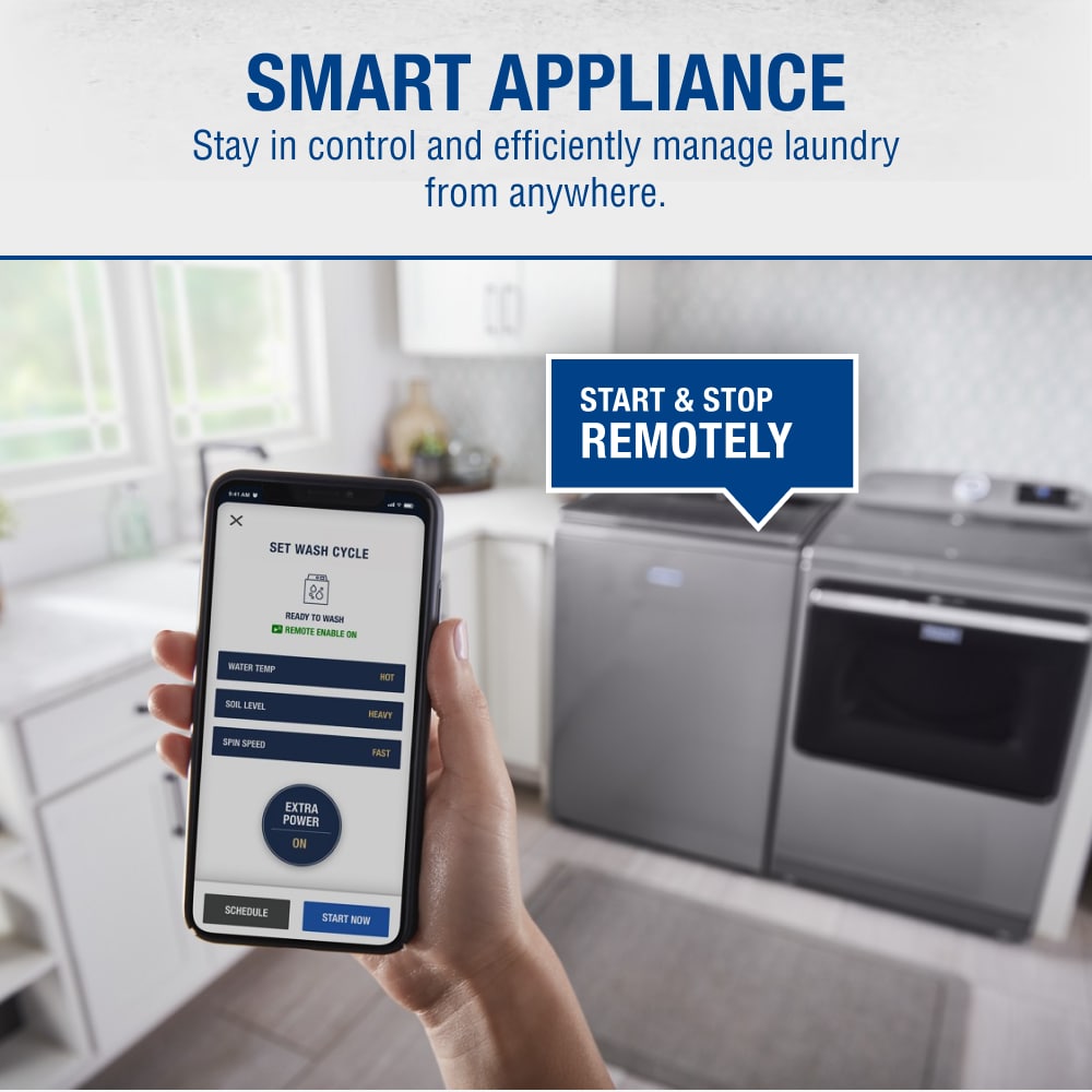 Lavadora de carga superior de alta eficiencia de 5.3 pies cúbicos de Maytag con agitador inteligente compatible (Metálico Slate) certificada por ENERGY STAR MVW7232HC