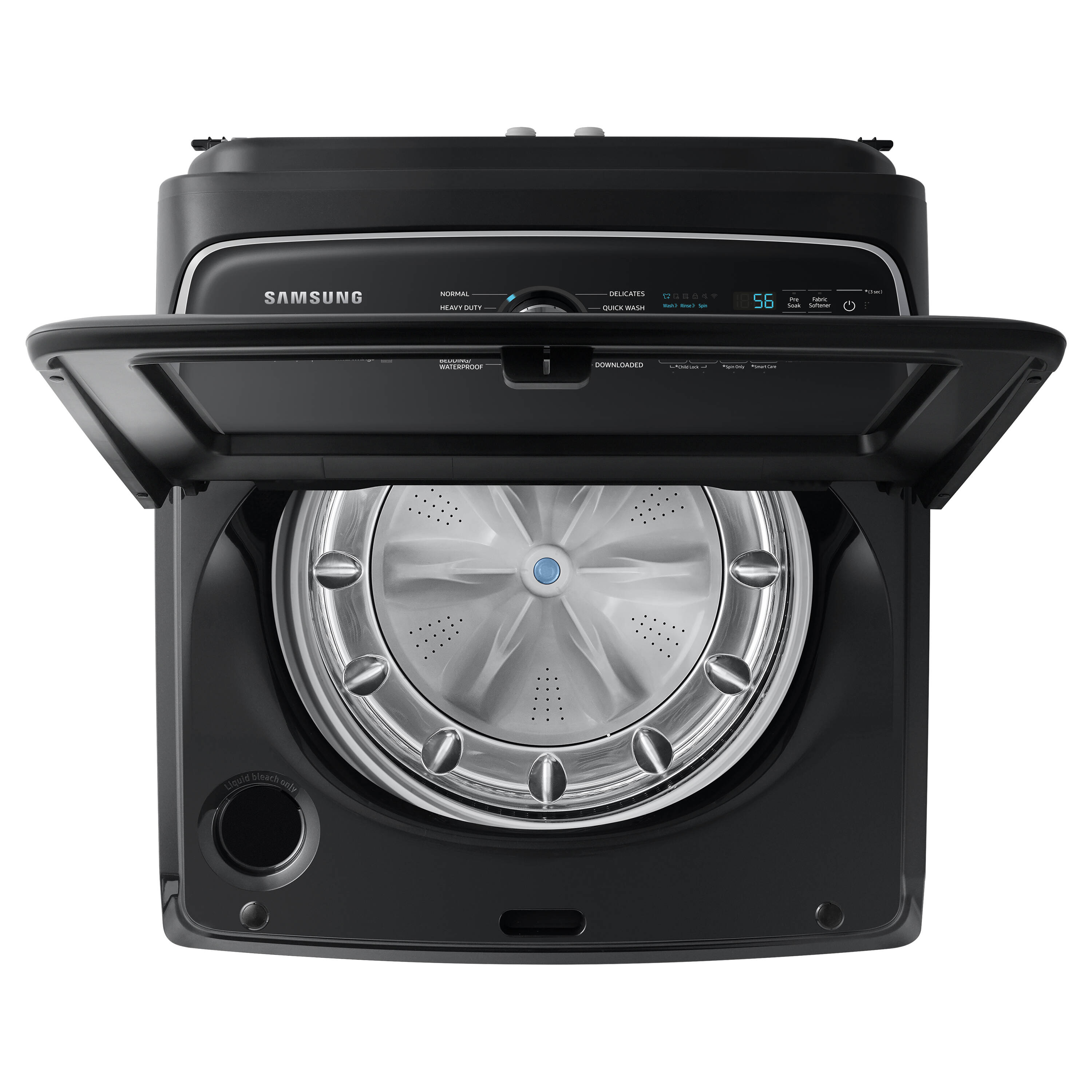 Lavadora de carga superior Samsung de 5.5 pies cúbicos de alta eficiencia con impulsor inteligente compatible (negro cepillado) ENERGY STAR WA55CG7100AV