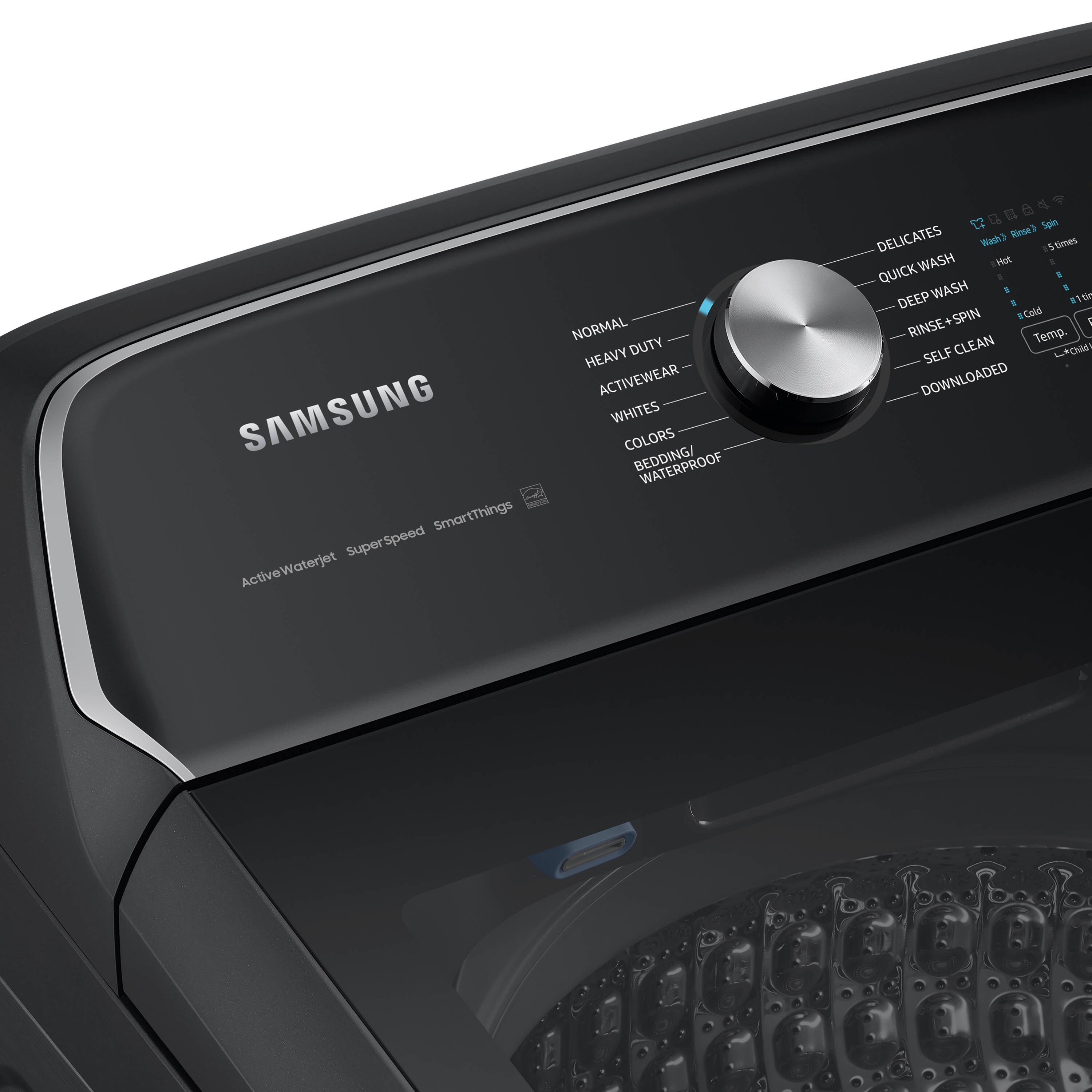 Lavadora de carga superior Samsung de 5.5 pies cúbicos de alta eficiencia con impulsor inteligente compatible (negro cepillado) ENERGY STAR WA55CG7100AV