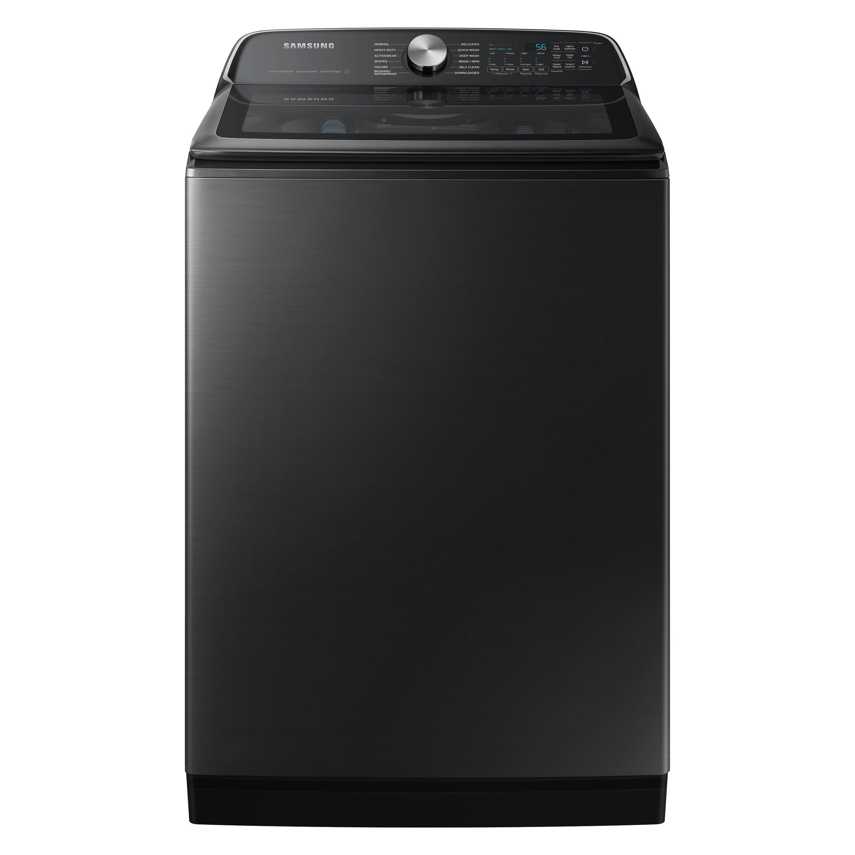 Lavadora de carga superior Samsung de 5.5 pies cúbicos de alta eficiencia con impulsor inteligente compatible (negro cepillado) ENERGY STAR WA55CG7100AV