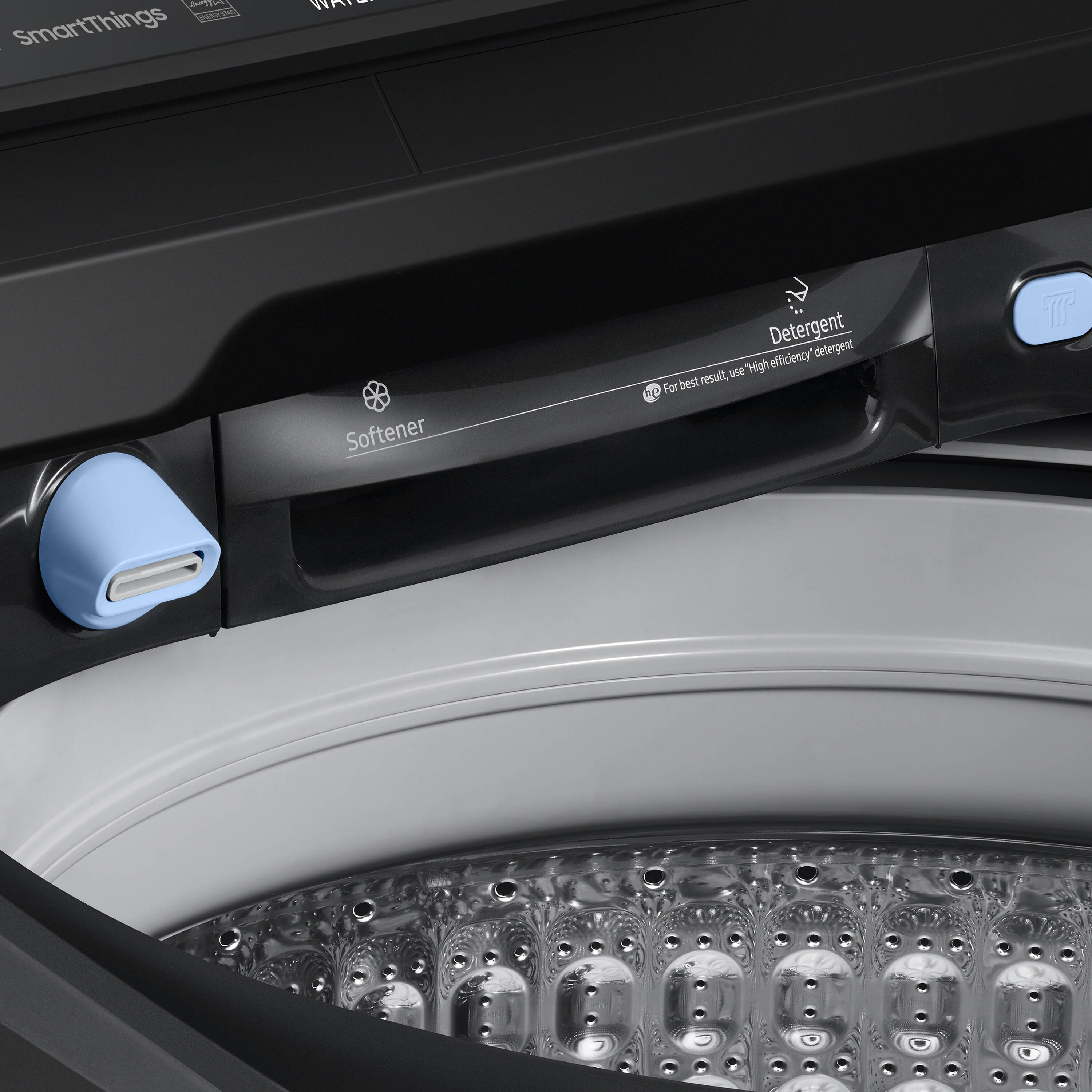 Lavadora de carga superior Samsung de 5.5 pies cúbicos de alta eficiencia con impulsor inteligente compatible (negro cepillado) ENERGY STAR WA55CG7100AV