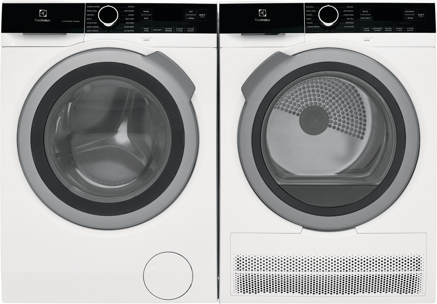 Lavadora de carga frontal apilable de alta eficiencia con ciclo de vapor Electrolux LuxCare Wash and Steam Refresh de 2.4 pies cúbicos (Blanco) con certificación ENERGY STAR ELFW4222AW