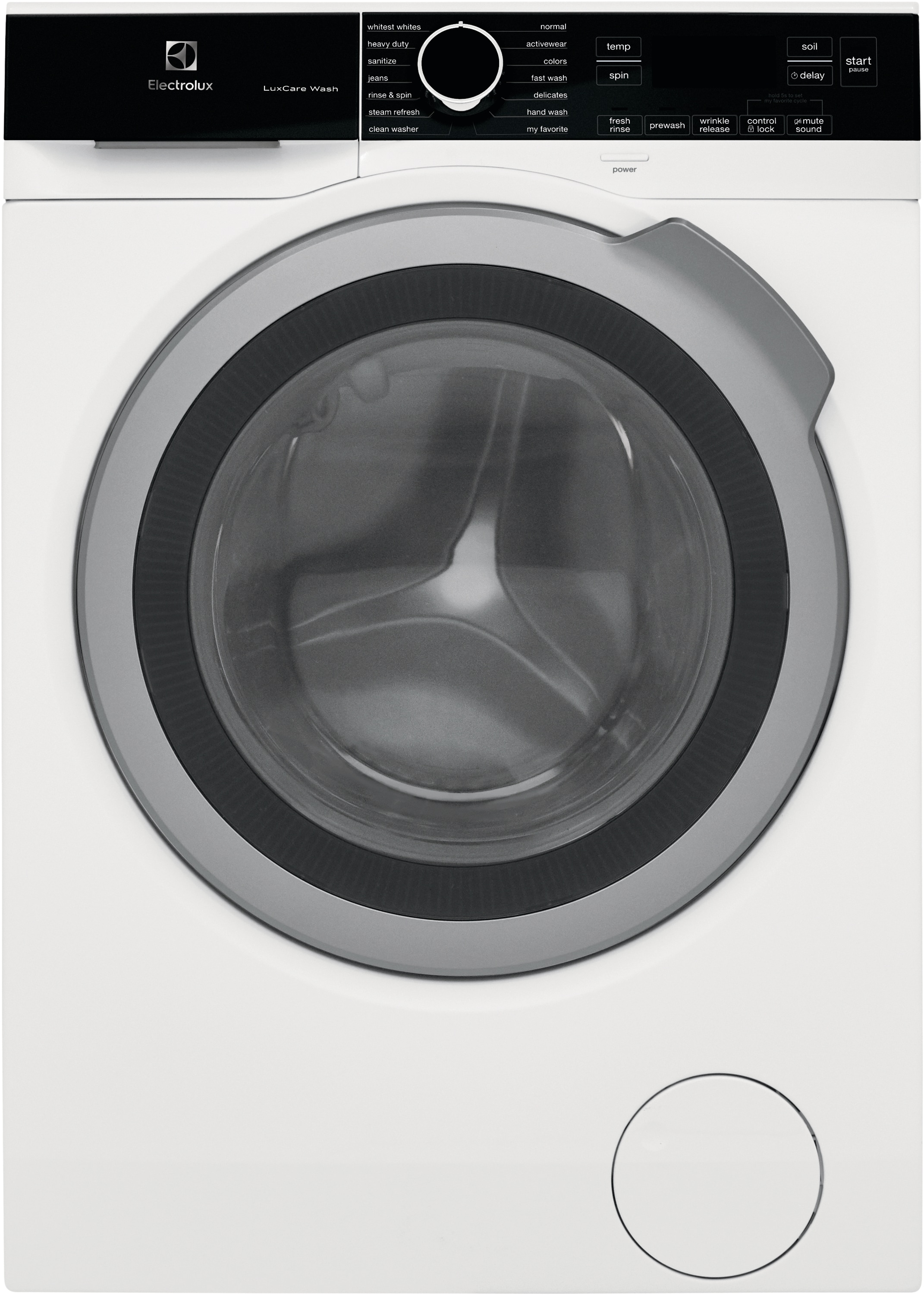 Lavadora de carga frontal apilable de alta eficiencia con ciclo de vapor Electrolux LuxCare Wash and Steam Refresh de 2.4 pies cúbicos (Blanco) con certificación ENERGY STAR ELFW4222AW