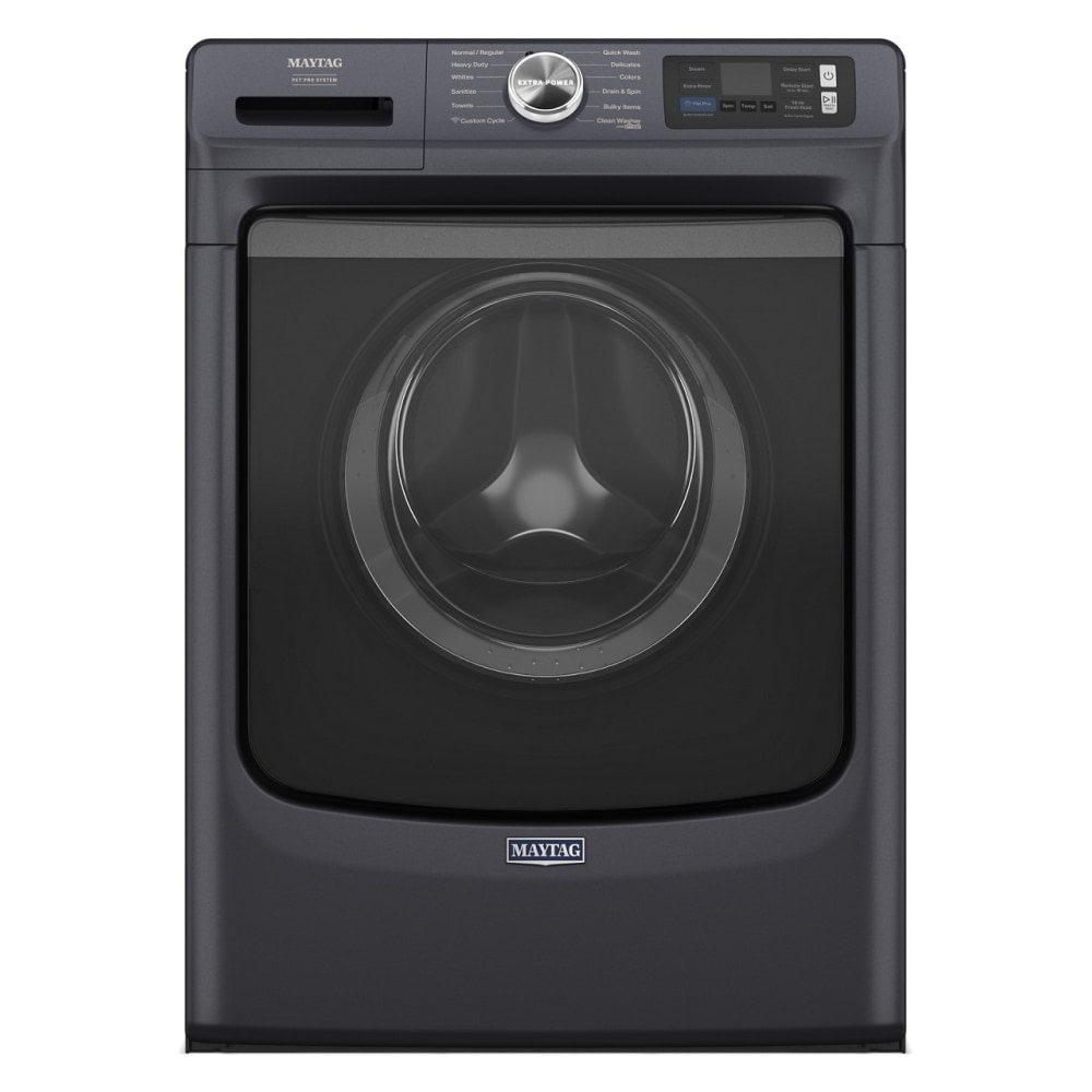 Lavadora de carga frontal Maytag Pet Pro de alta eficiencia y capacidad de 5 pies cúbicos con ciclo de vapor apilable inteligente (acero mediano) ENERGY STAR MFW7020RF